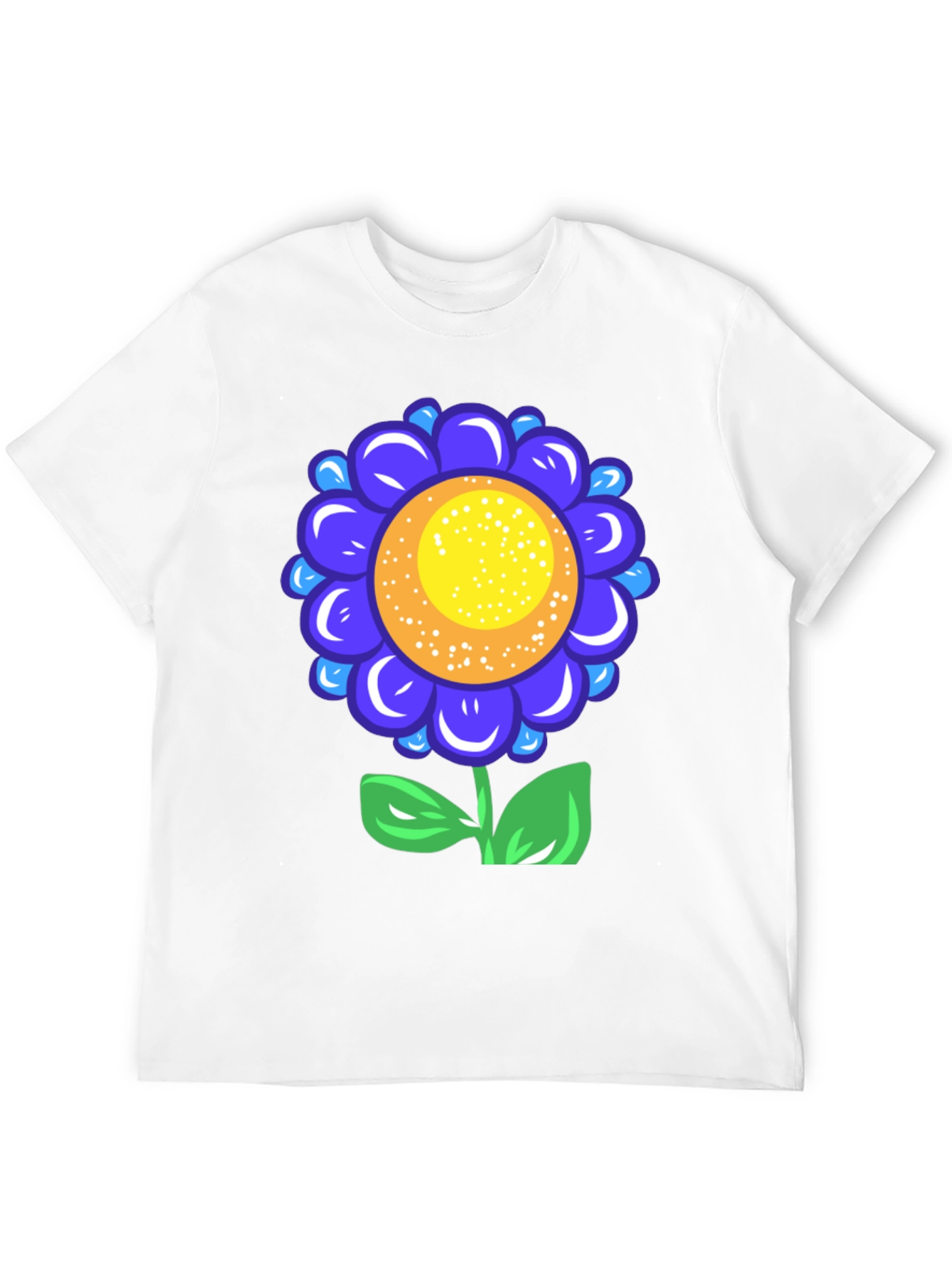 Blue Flower Graphic Tee - Funky Floral T-Shirt