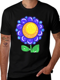 Blue Flower Graphic Tee - Funky Floral T-Shirt
