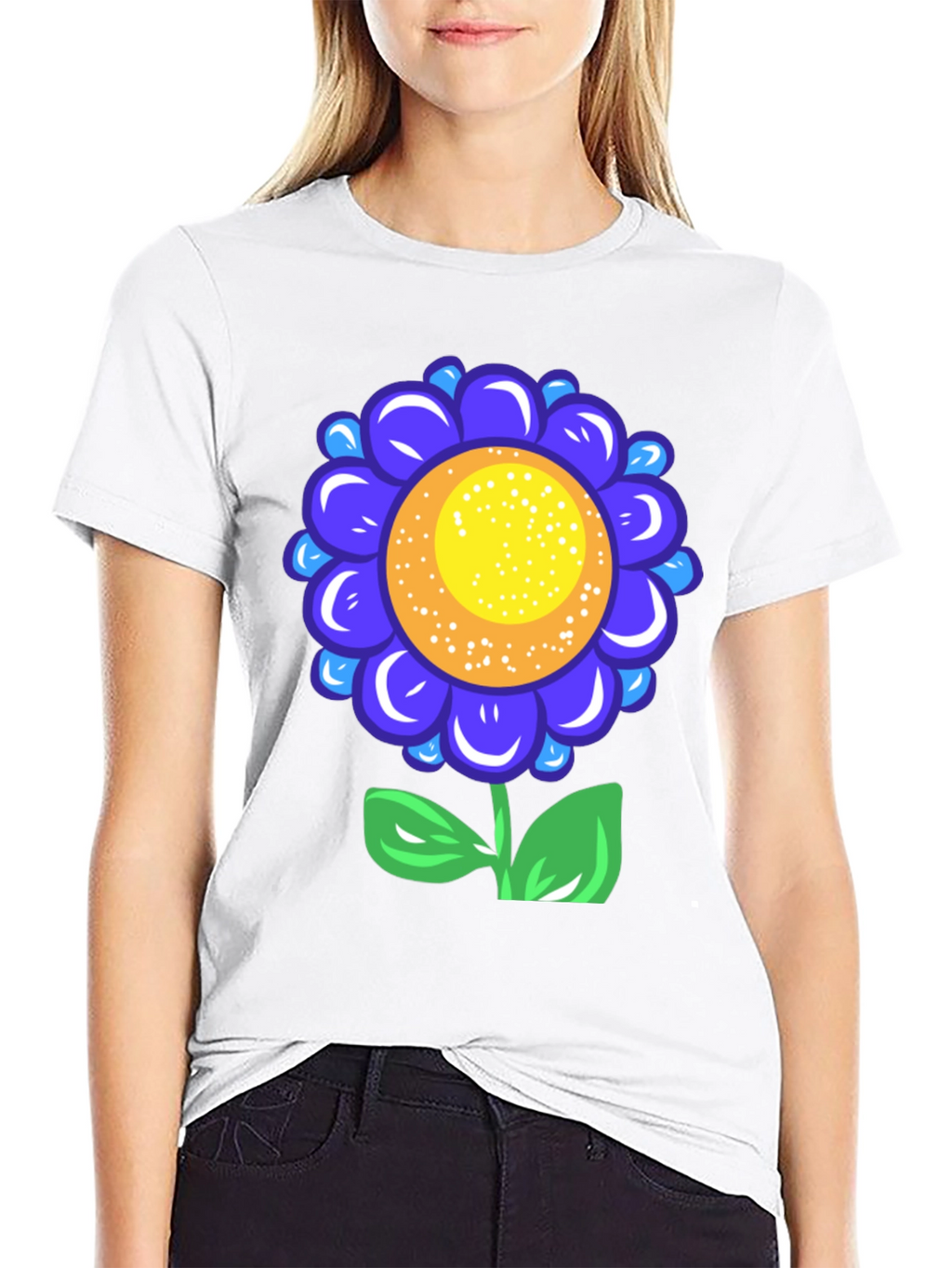 Blue Flower Graphic Tee - Funky Floral T-Shirt