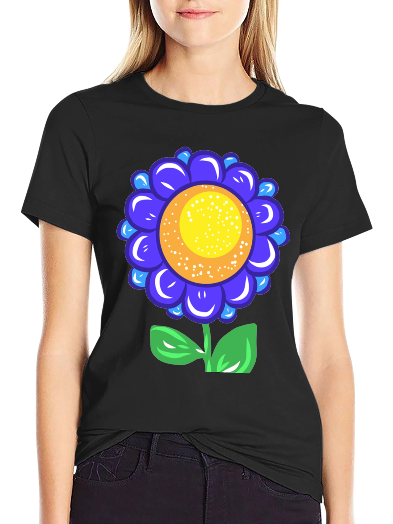 Blue Flower Graphic Tee - Funky Floral T-Shirt