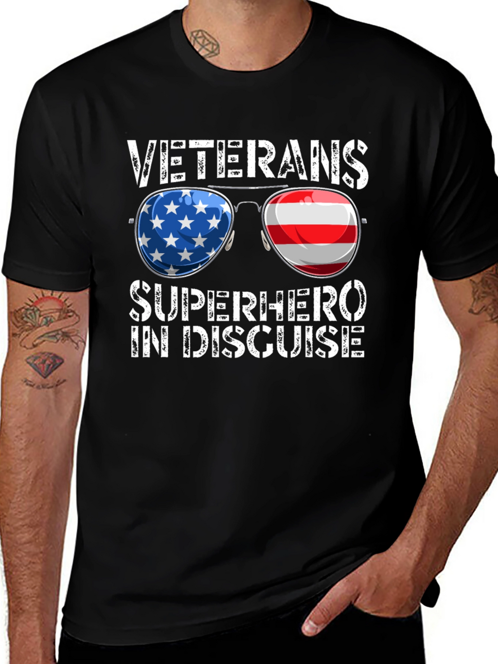 Veterans Superhero T-Shirt Patriotic Design