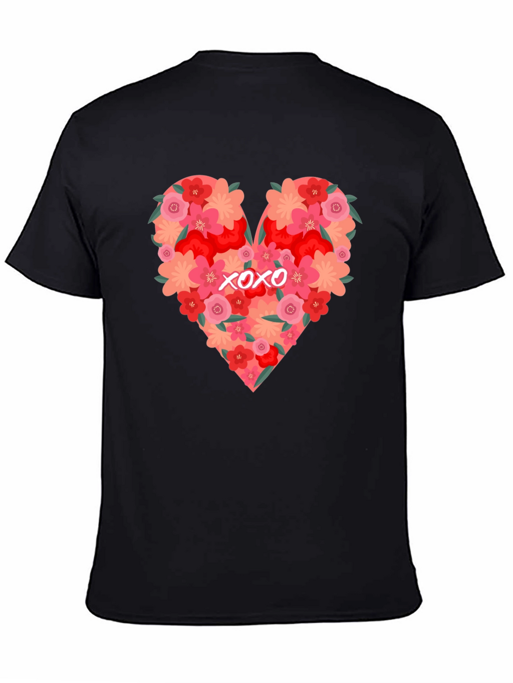 Floral Heart XOXO Graphic Tee - Black