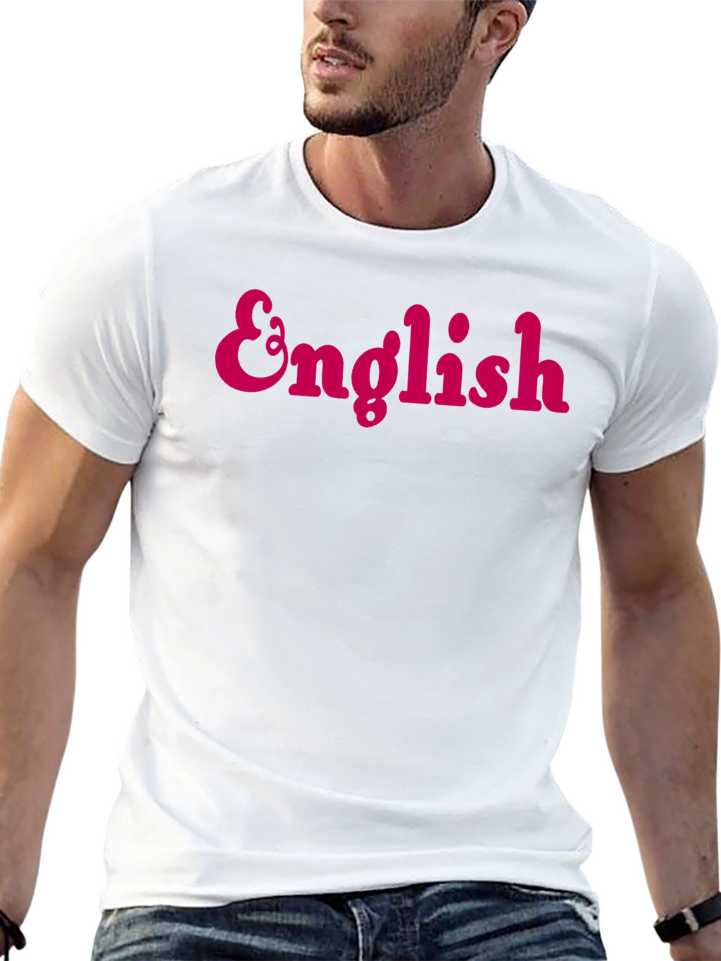 English Text Black T-Shirt
