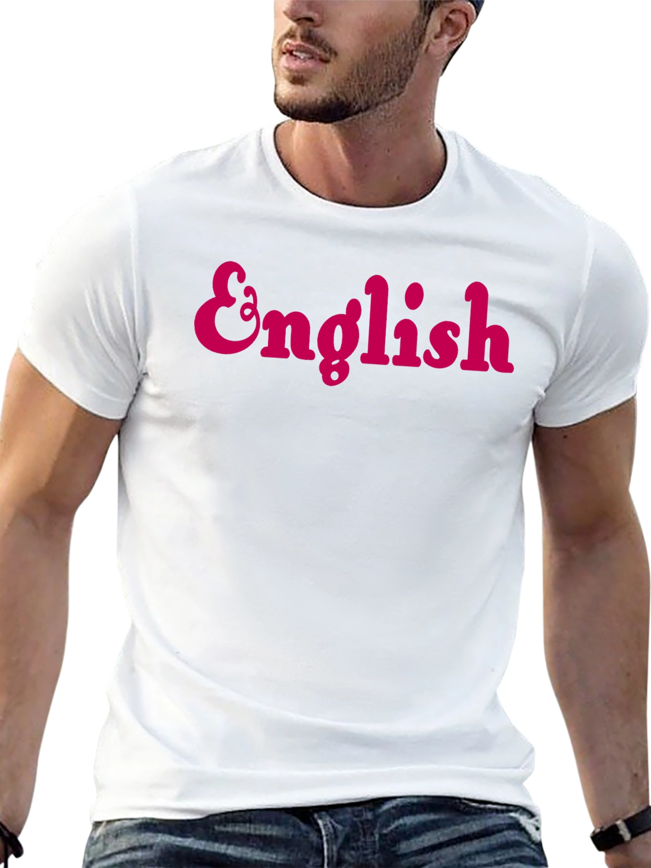 English Text Black T-Shirt