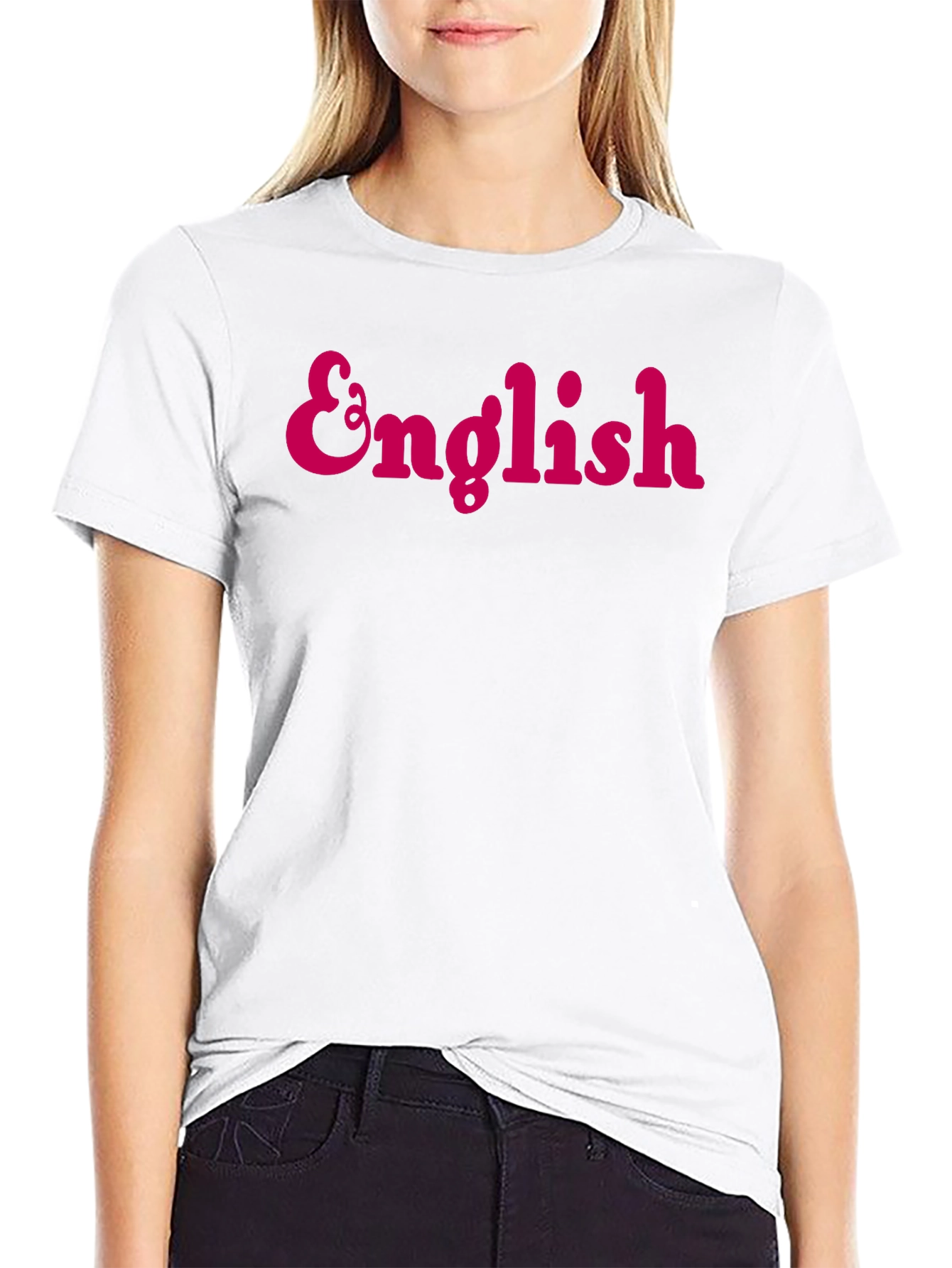 English Text Black T-Shirt