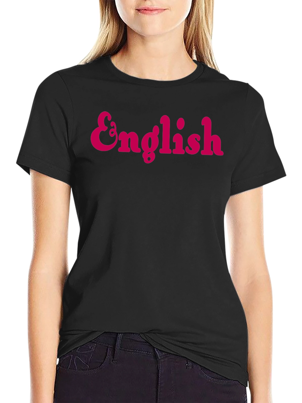 English Text Black T-Shirt