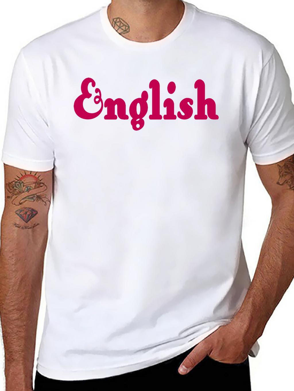 English Text Black T-Shirt