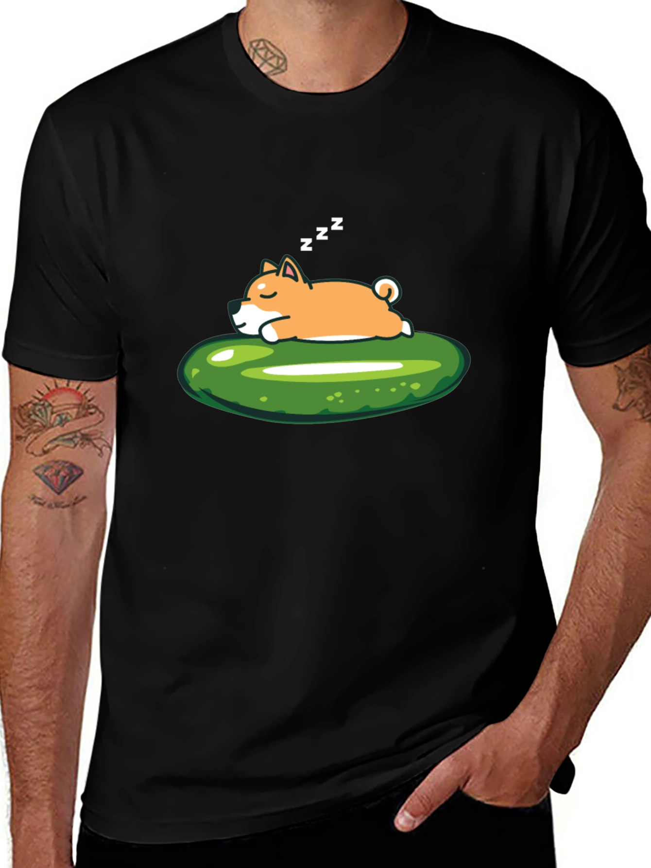 Sleeping Shiba Inu on Pickle T-Shirt