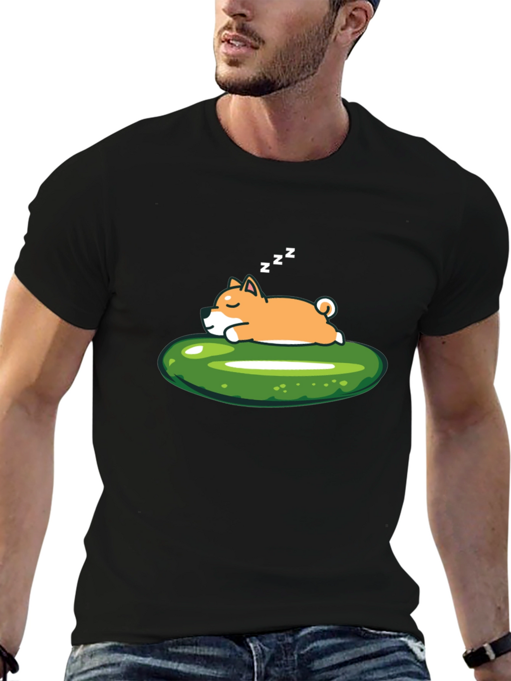 Sleeping Shiba Inu on Pickle T-Shirt