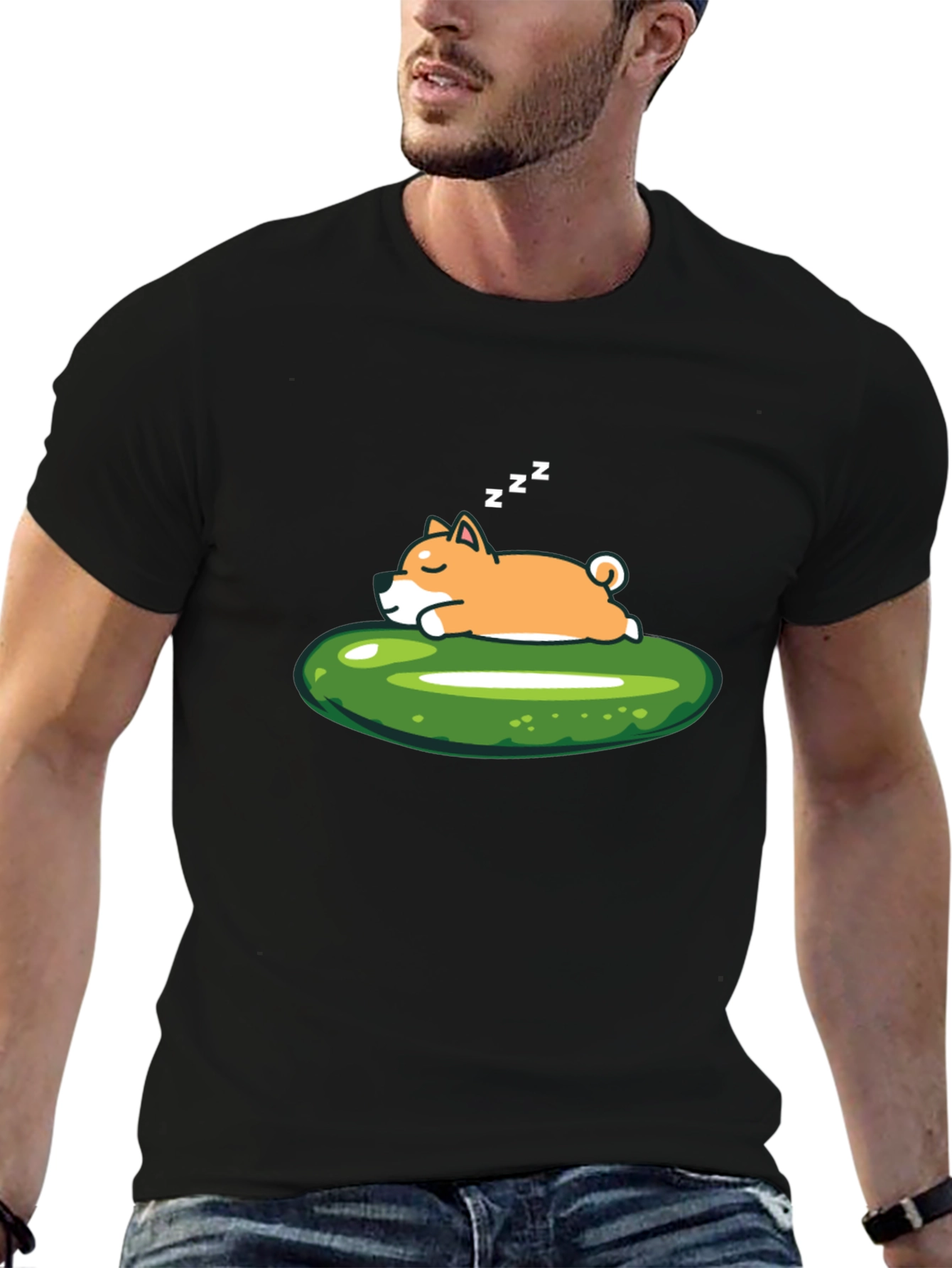 Sleeping Shiba Inu on Pickle T-Shirt