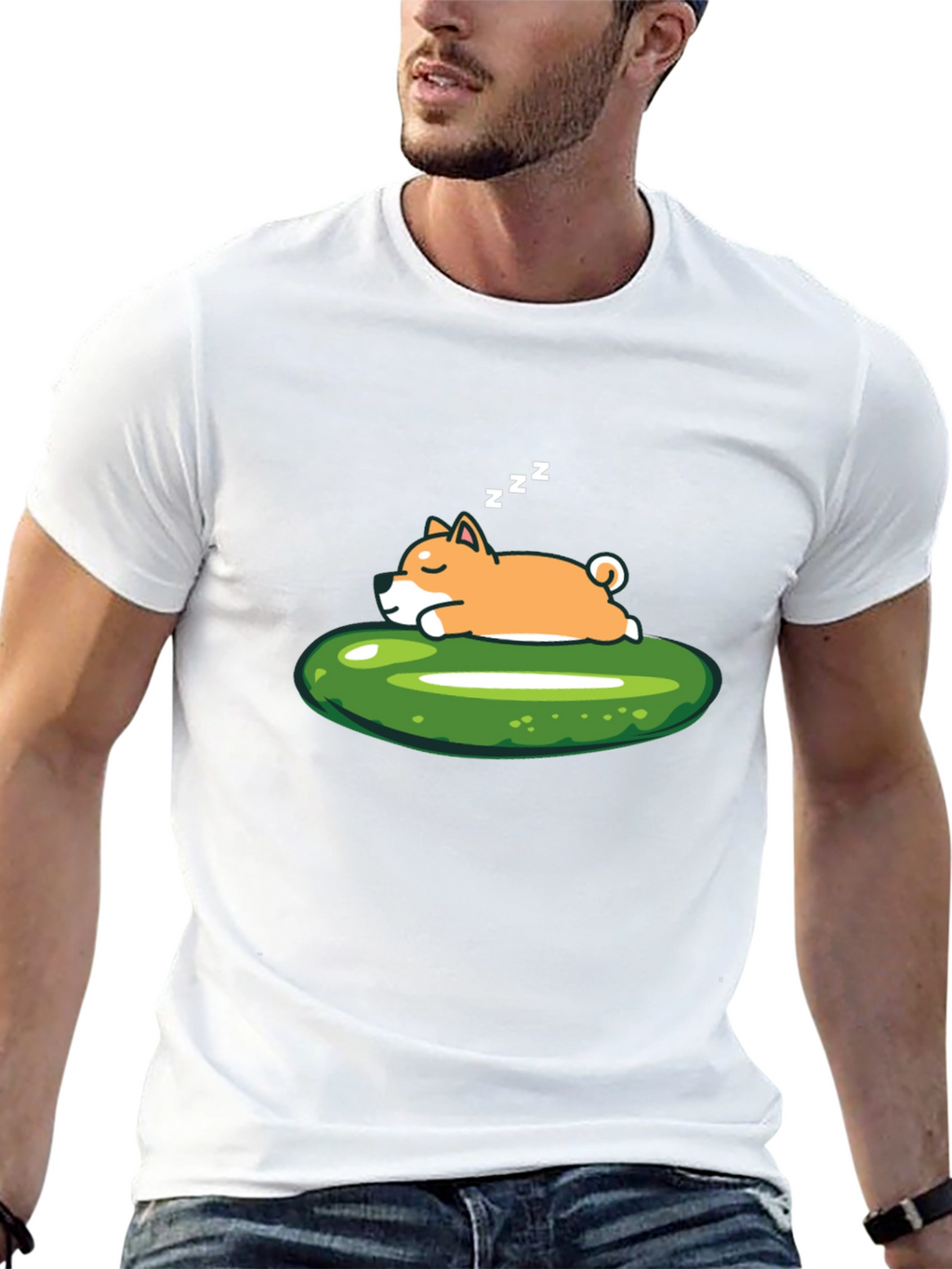 Sleeping Shiba Inu on Pickle T-Shirt