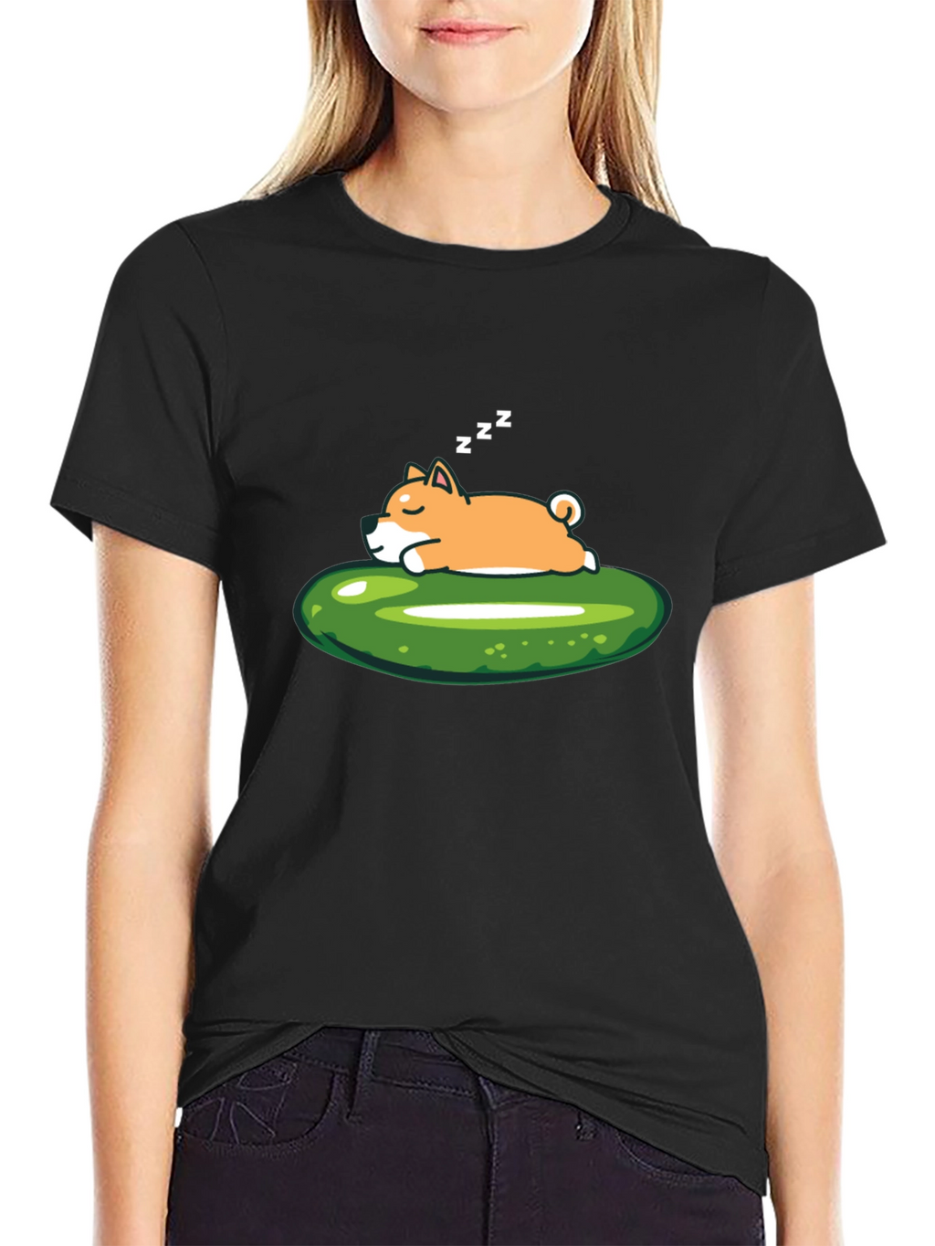 Sleeping Shiba Inu on Pickle T-Shirt