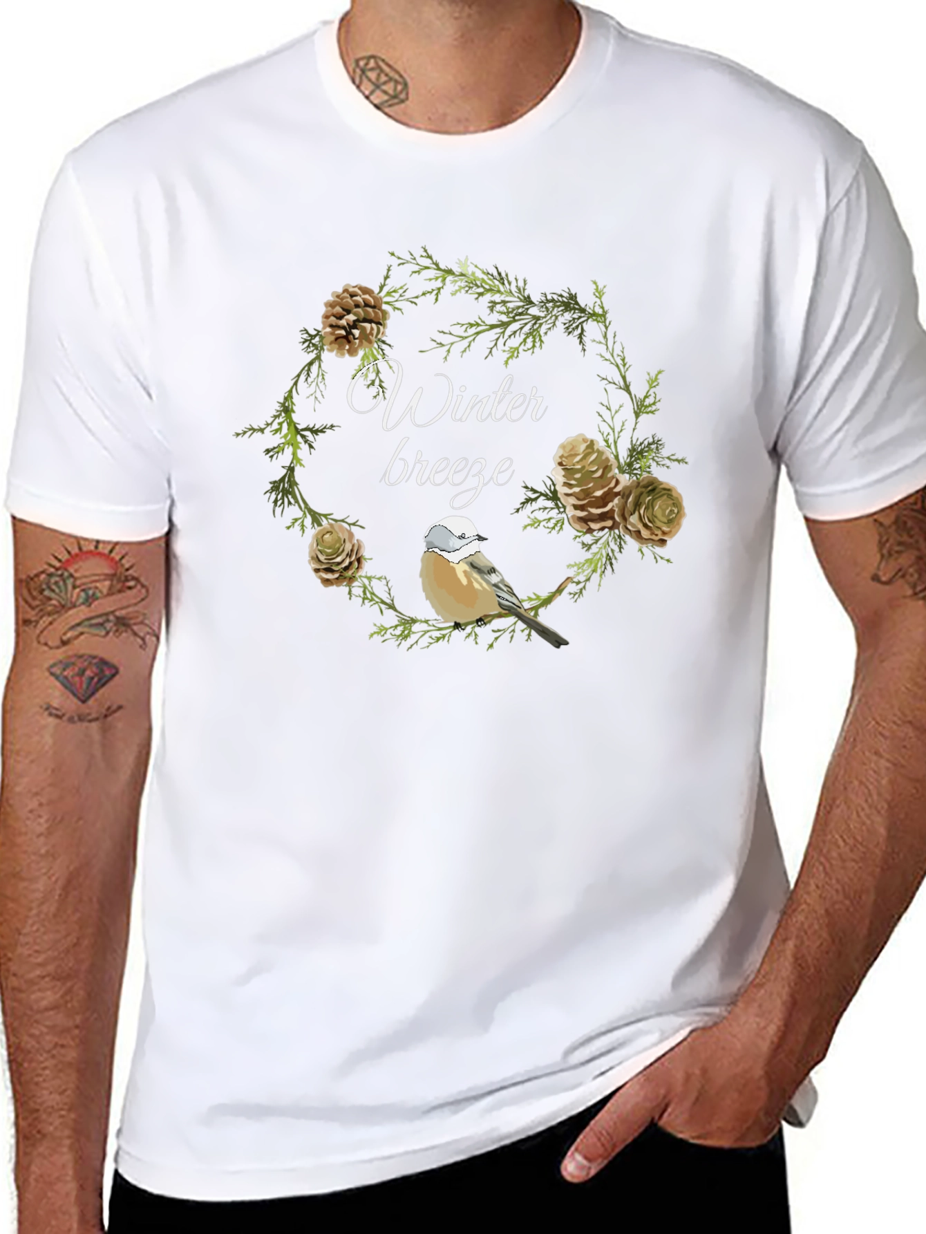 Winter Breeze Bird & Pine T-Shirt