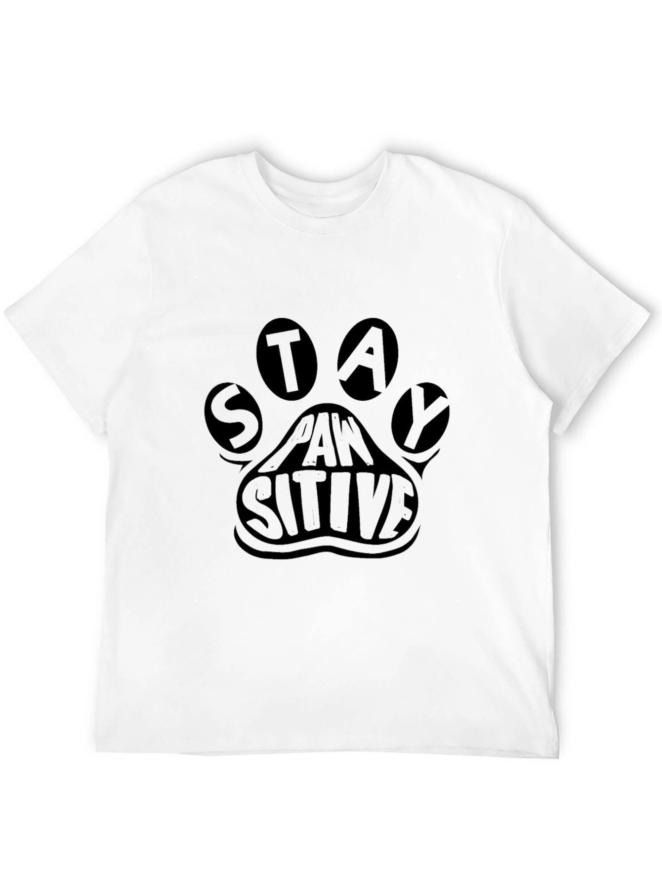 Stay Pawsitive Graphic T-Shirt - Black