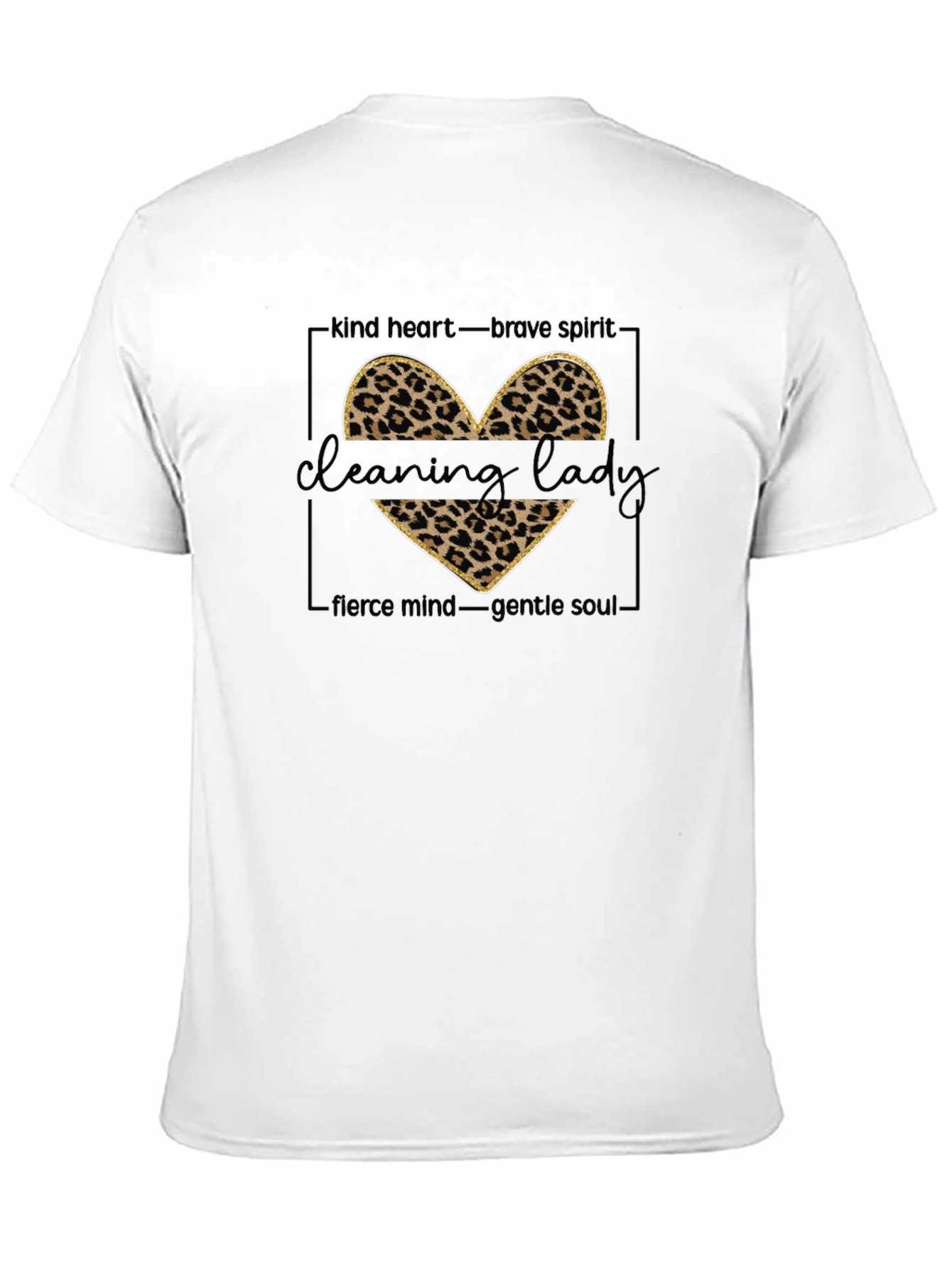 Cleaning Lady Leopard Print Heart T-Shirt