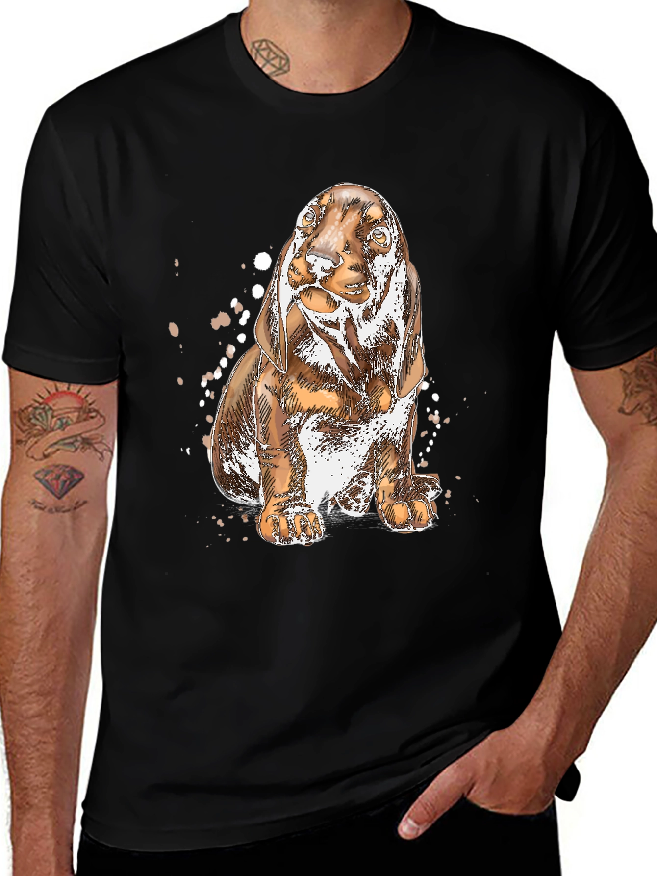 Dog Sketch Graphic Tee - Black