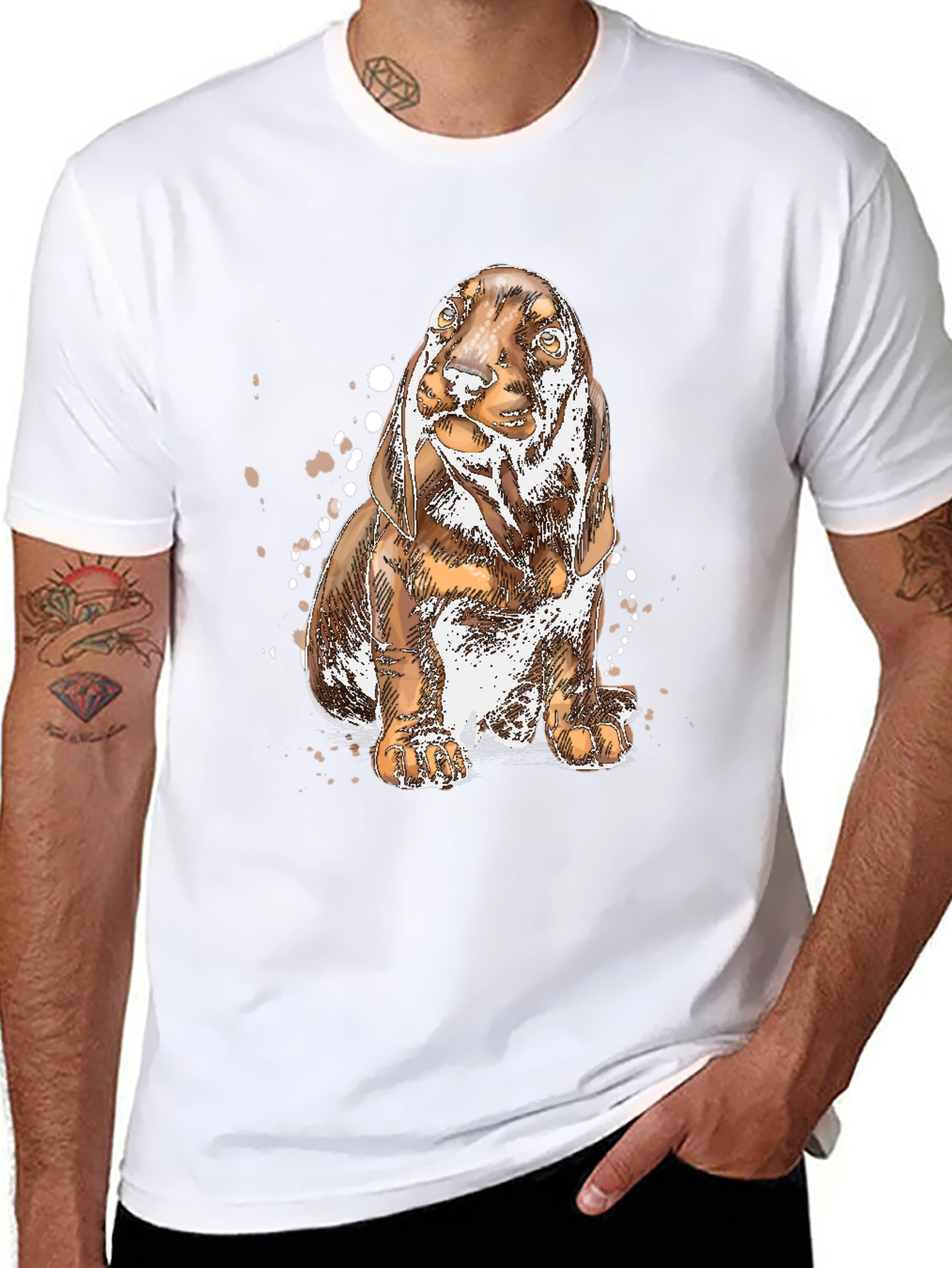 Dog Sketch Graphic Tee - Black