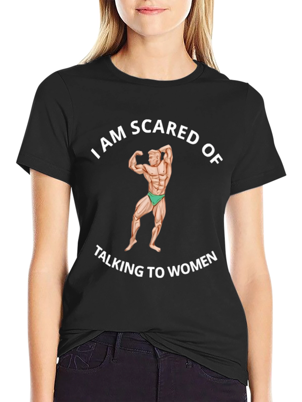 I am Scared of Talking to Women Black T-Shirt