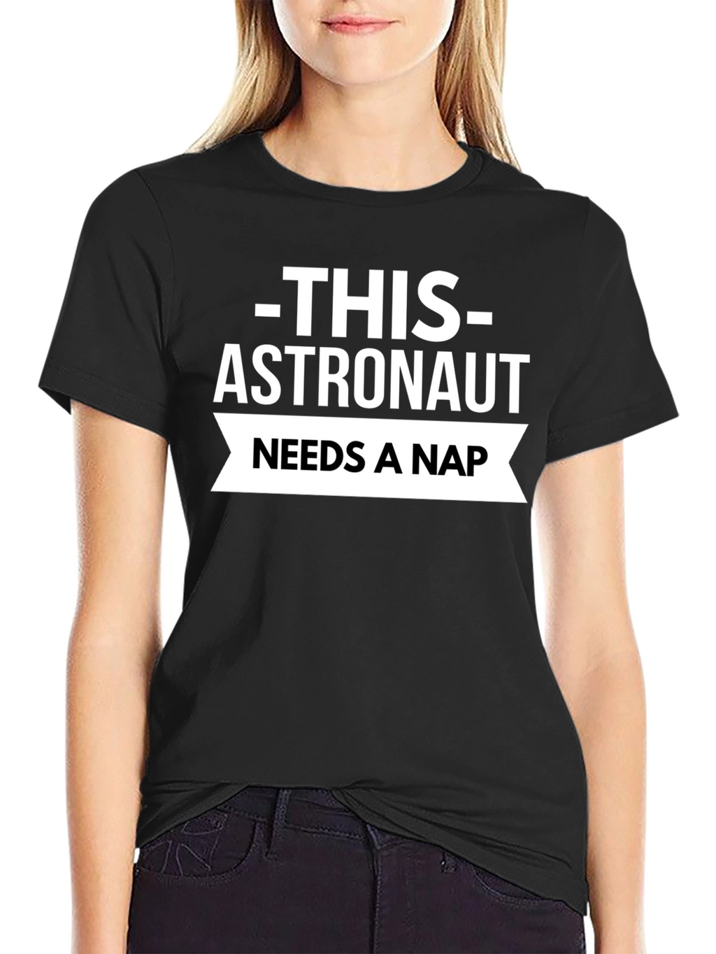 Astronaut Needs A Nap Black T-Shirt