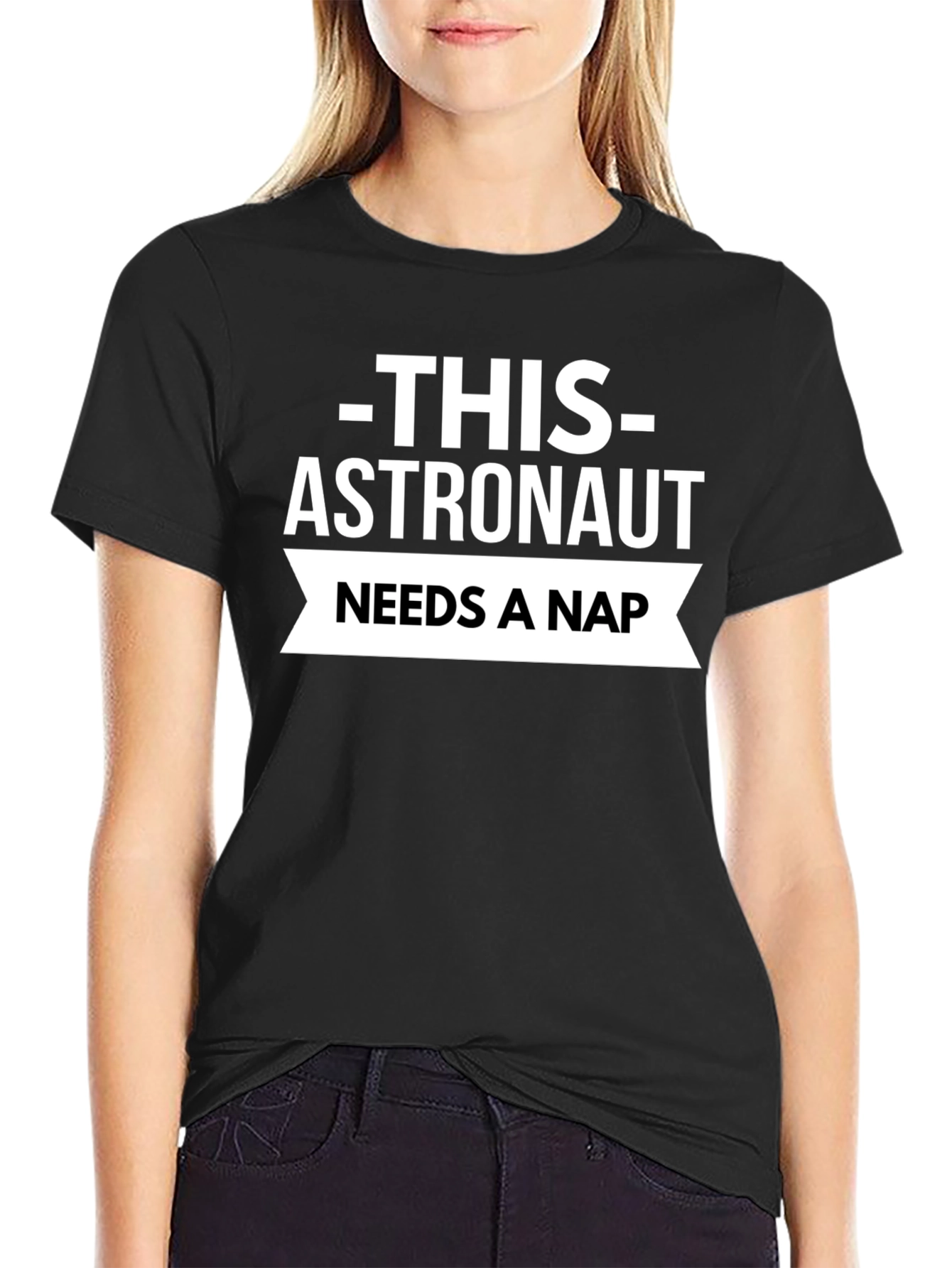 Astronaut Needs A Nap Black T-Shirt