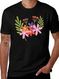 Floral Graphic Black T-Shirt Trendy Casual Tee