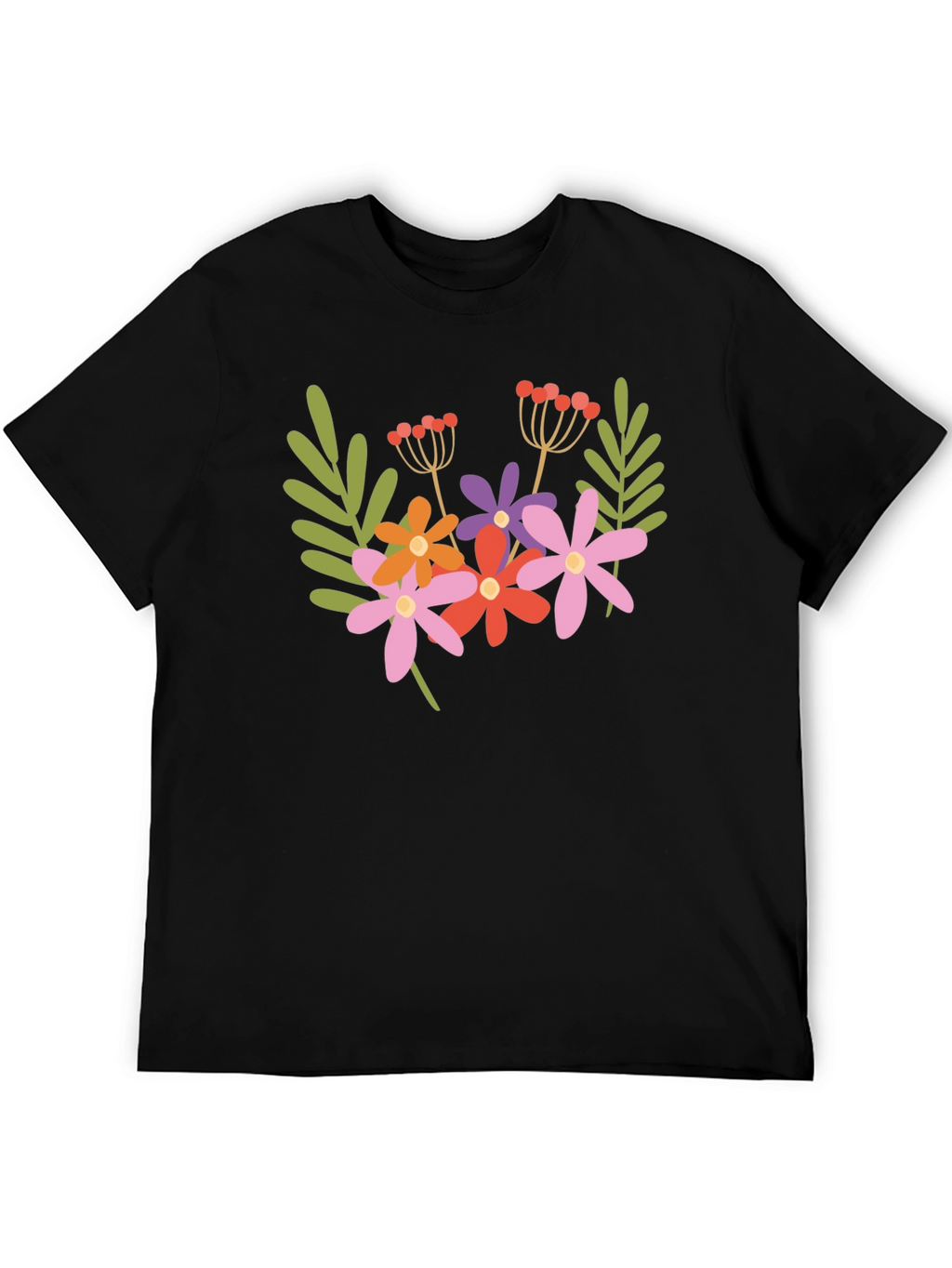 Floral Graphic Black T-Shirt Trendy Casual Tee