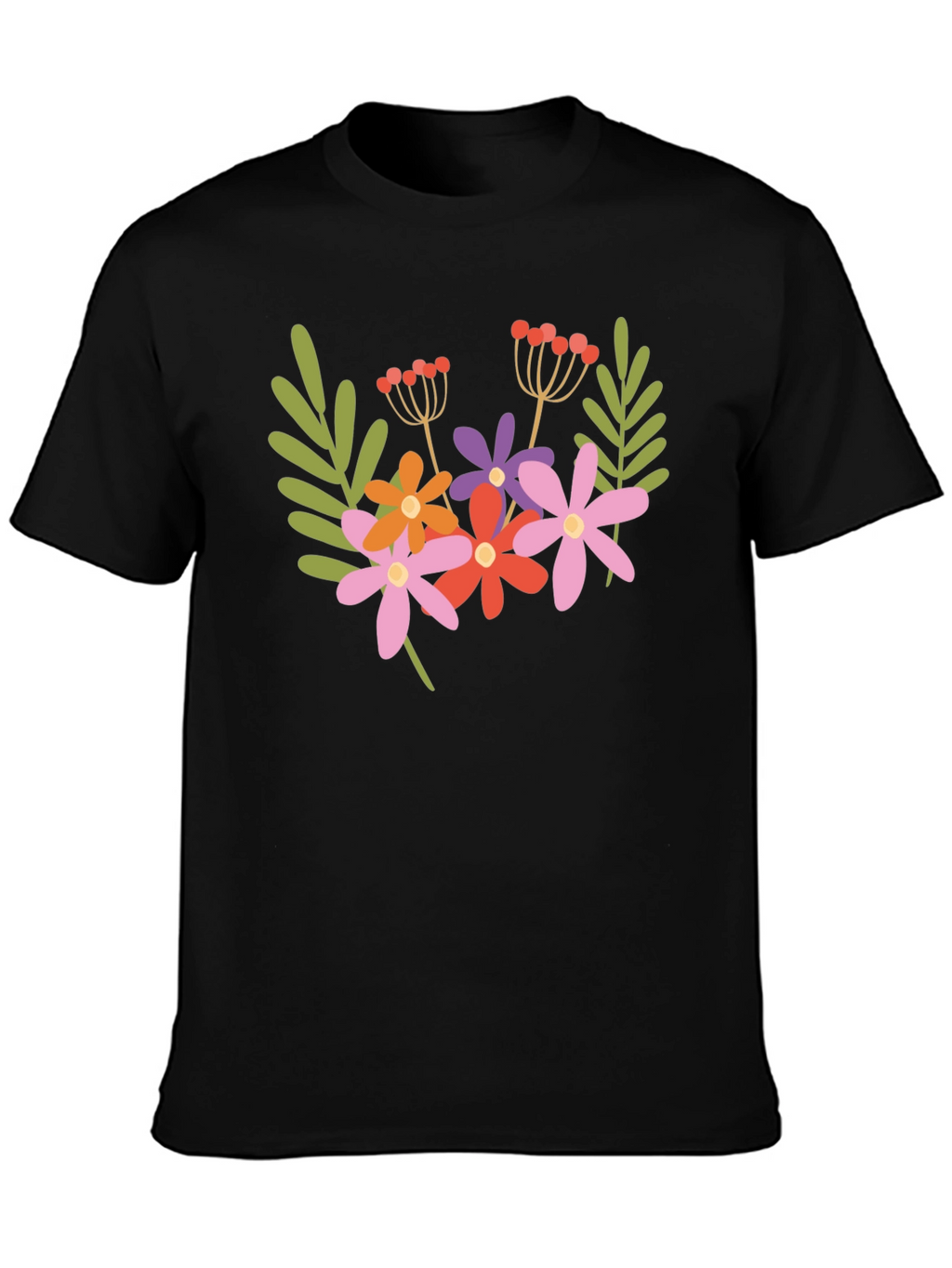 Floral Graphic Black T-Shirt Trendy Casual Tee