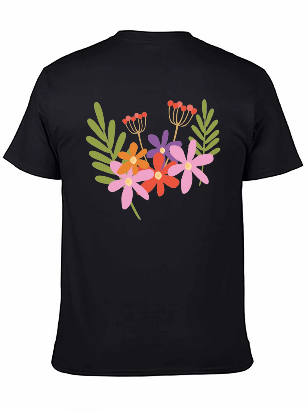 Floral Graphic Black T-Shirt Trendy Casual Tee
