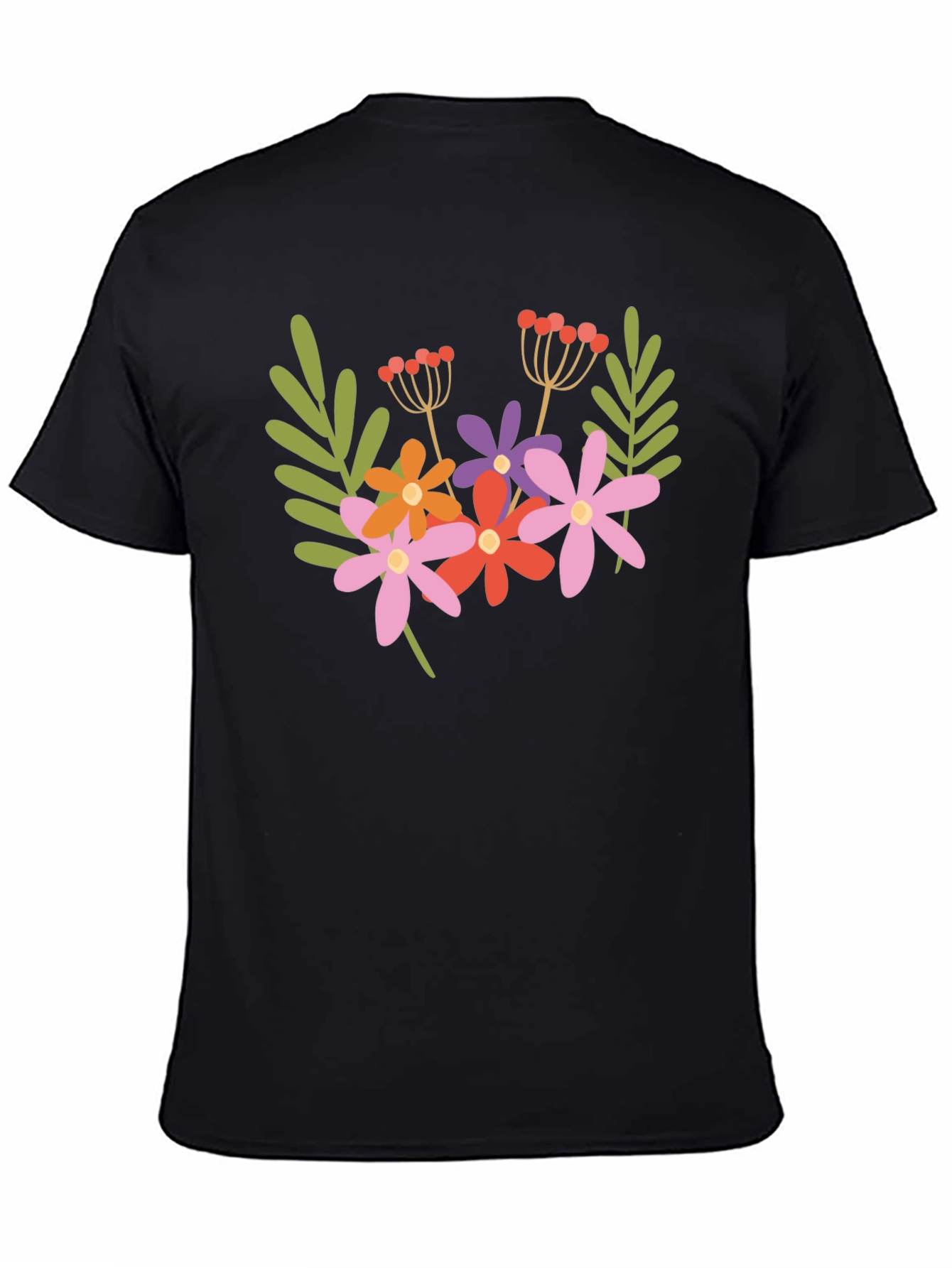 Floral Graphic Black T-Shirt Trendy Casual Tee