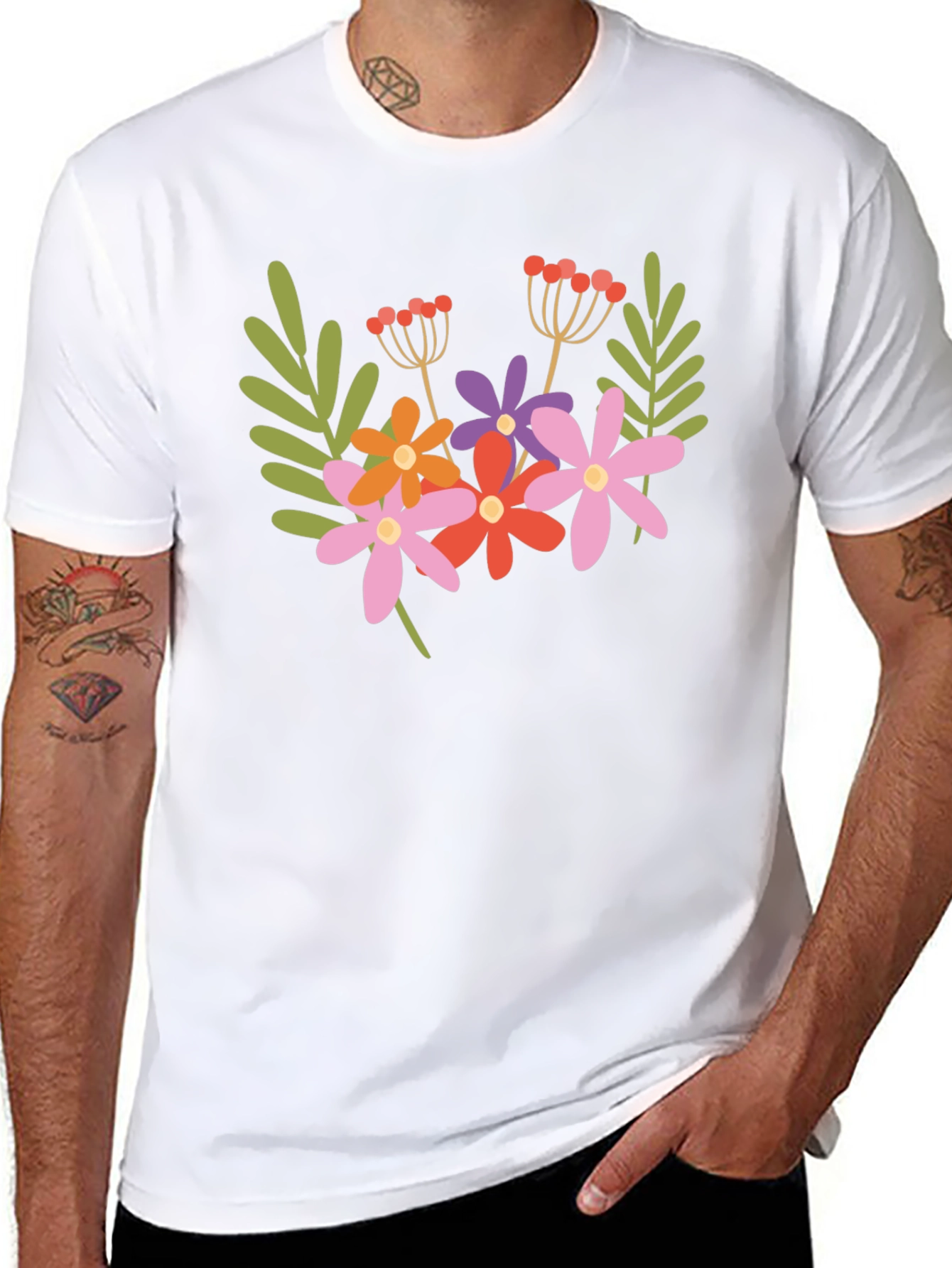 Floral Graphic Black T-Shirt Trendy Casual Tee