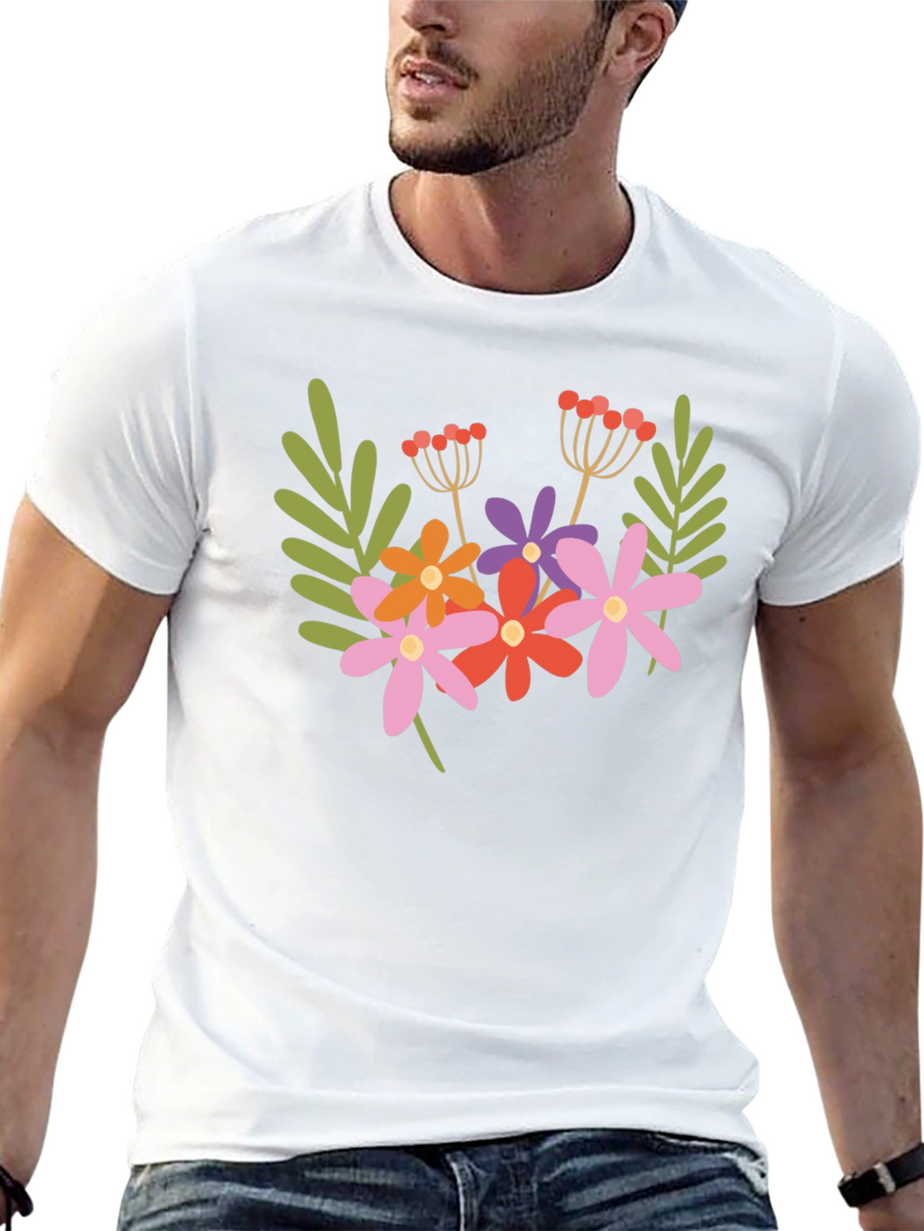 Floral Graphic Black T-Shirt Trendy Casual Tee