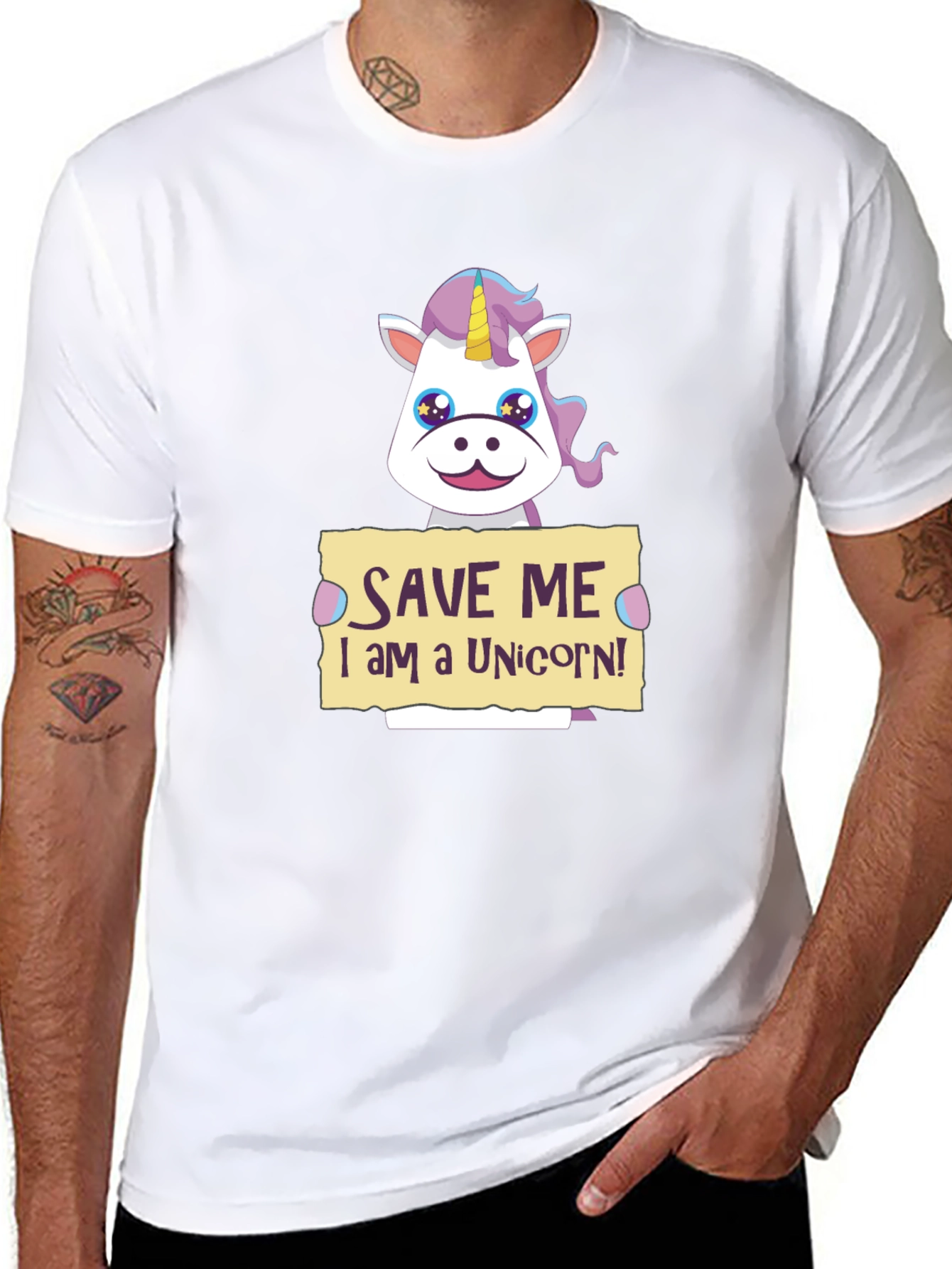 Save Me Unicorn T-Shirt - Novelty Graphic Tee
