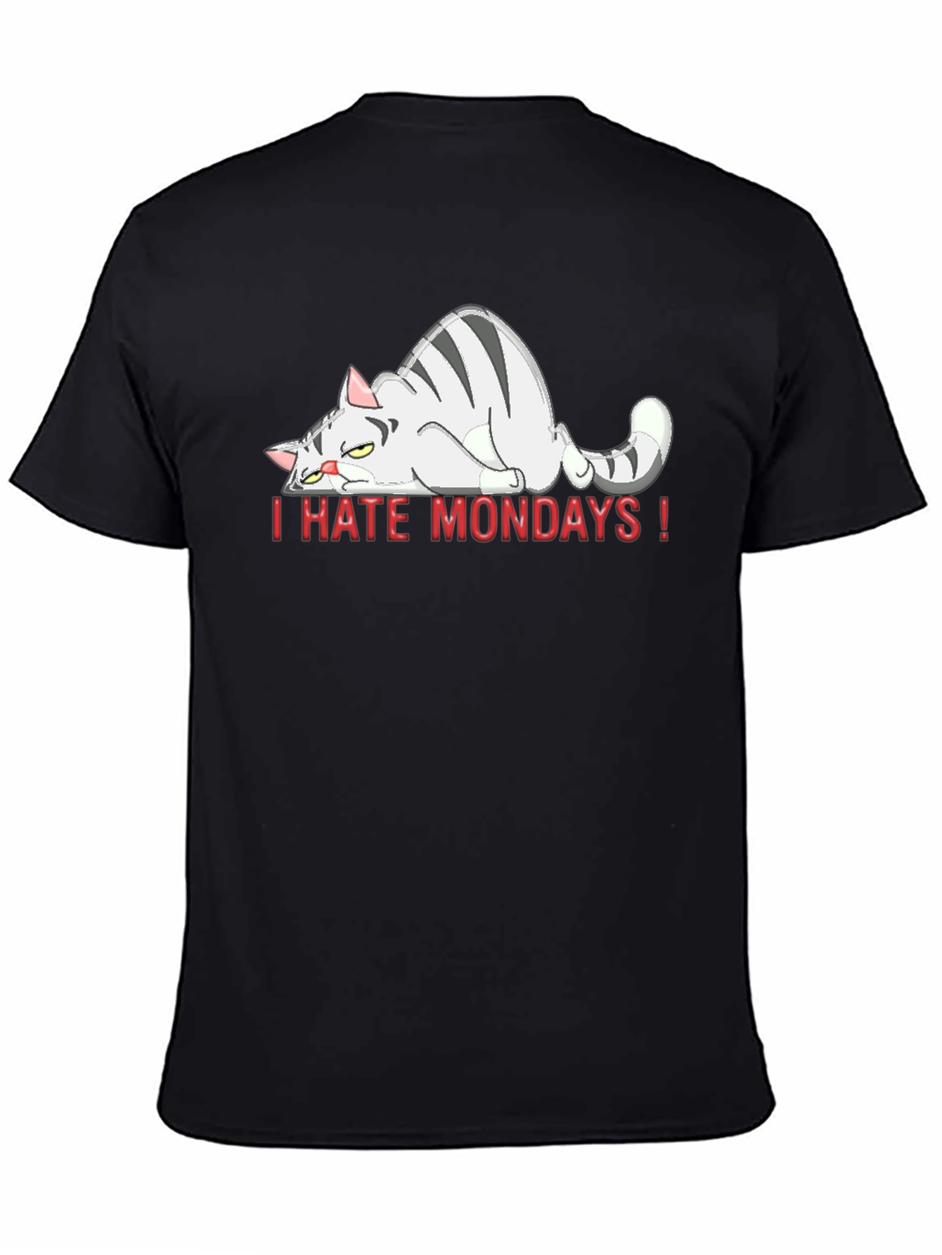 I Hate Mondays Cat Graphic Tee - Black Unisex T-Shirt