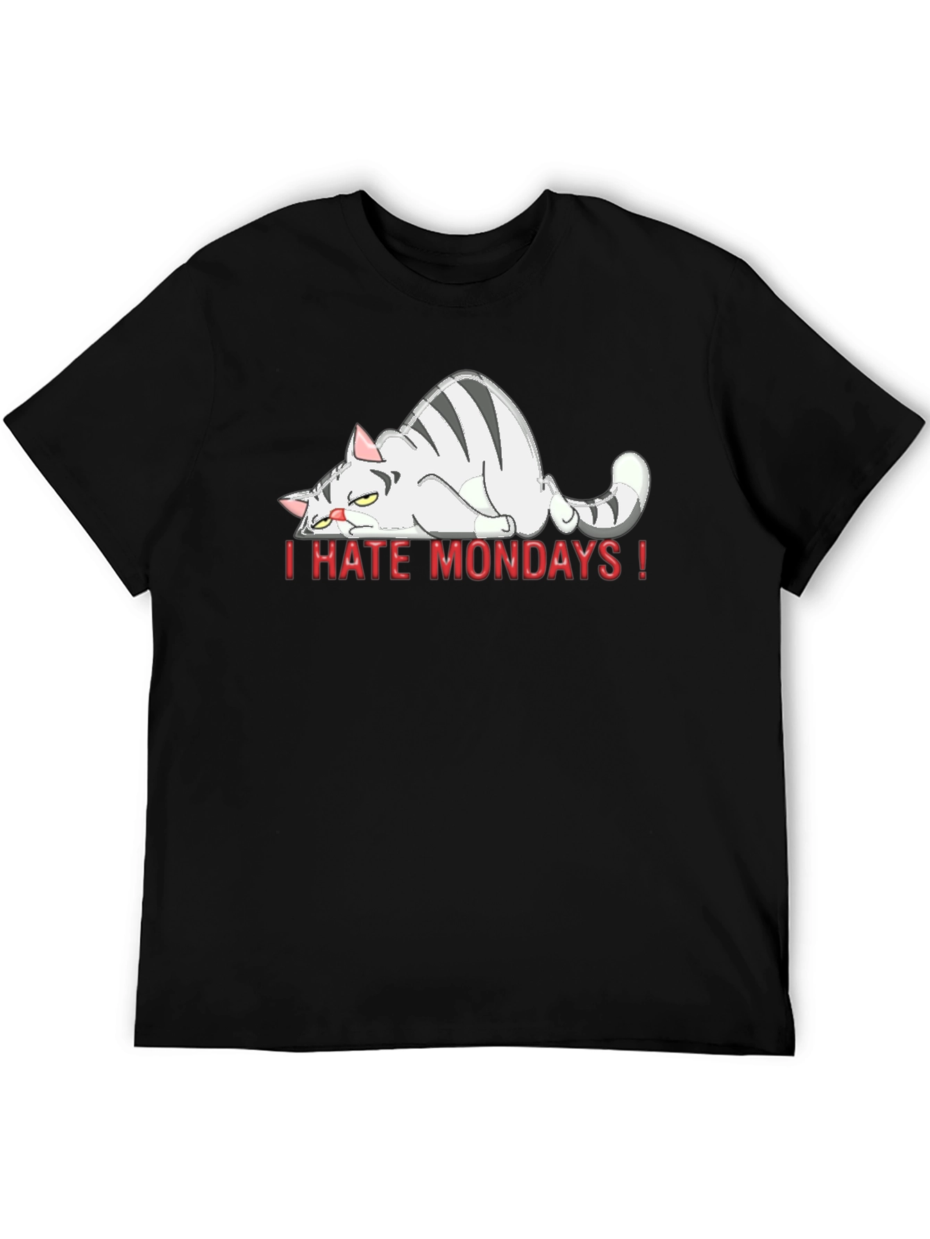 I Hate Mondays Cat Graphic Tee - Black Unisex T-Shirt