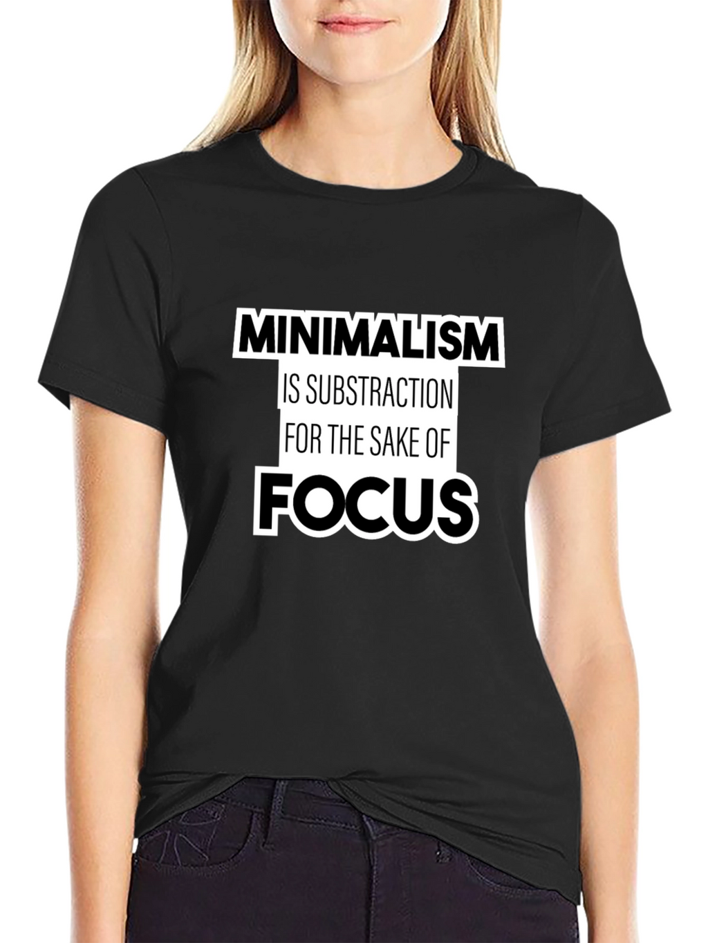 Minimalism Focus Graphic Tee - Stylish Black T-Shirt