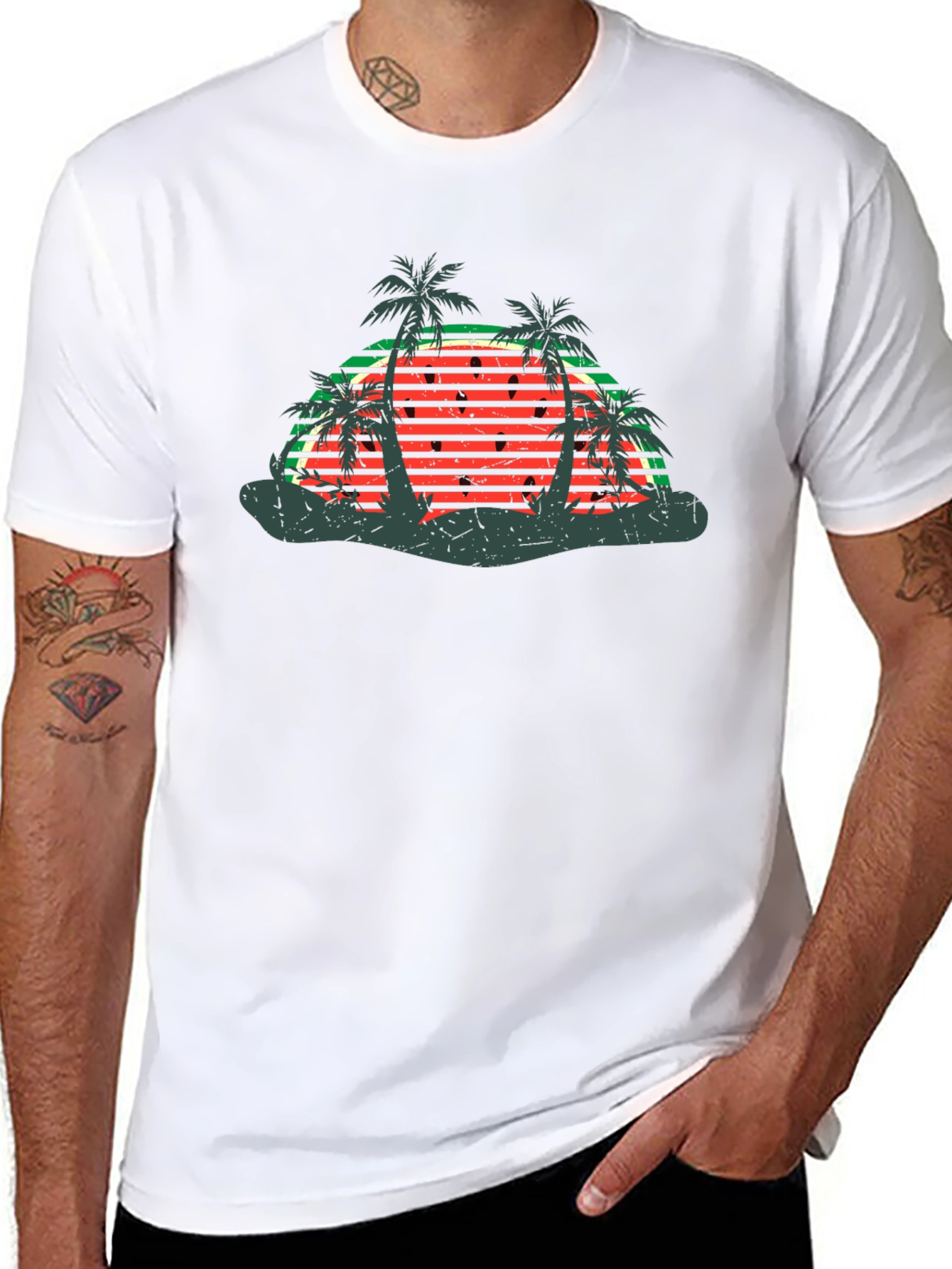 Retro Watermelon Palm Tree T-Shirt