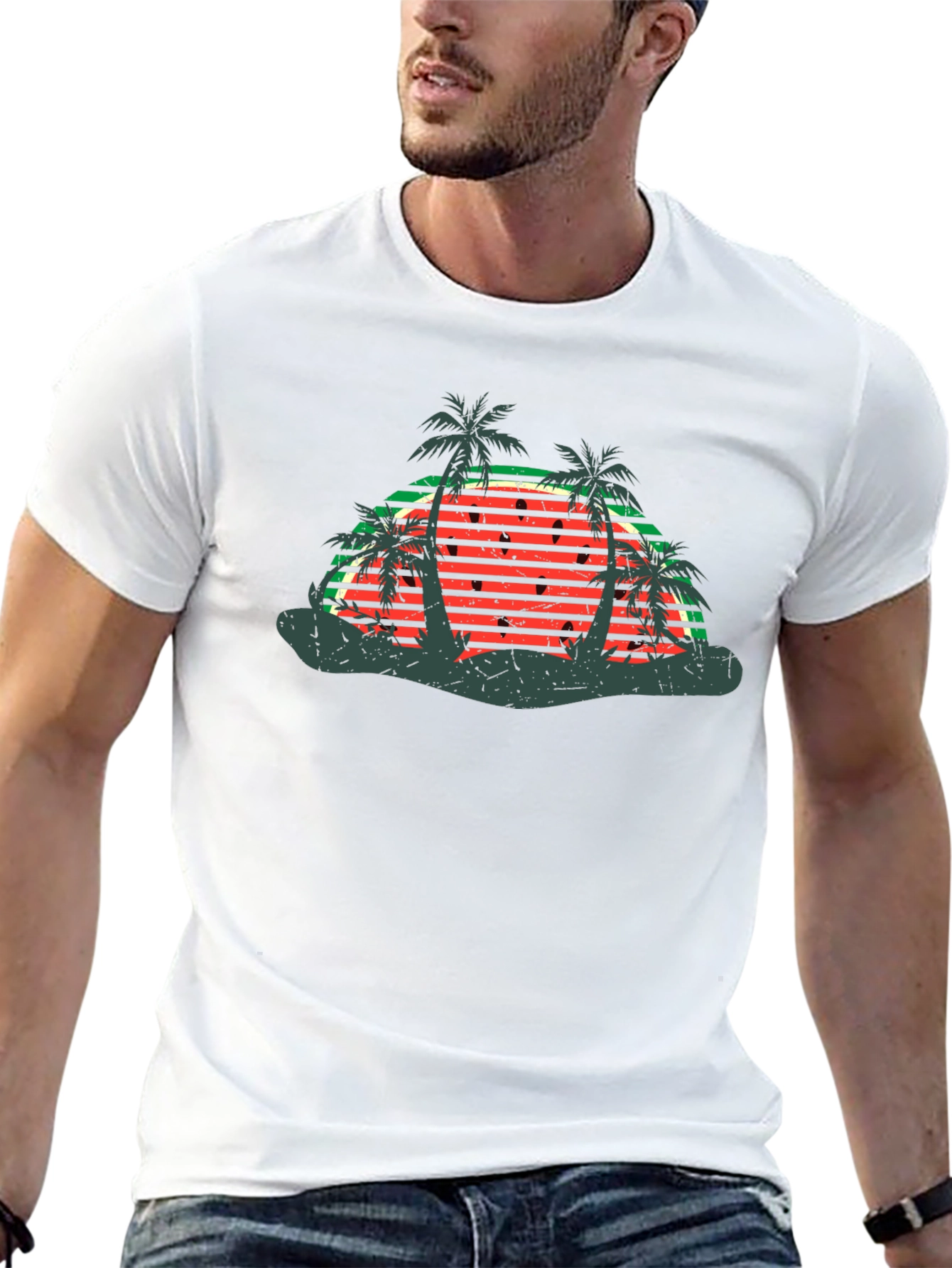 Retro Watermelon Palm Tree T-Shirt