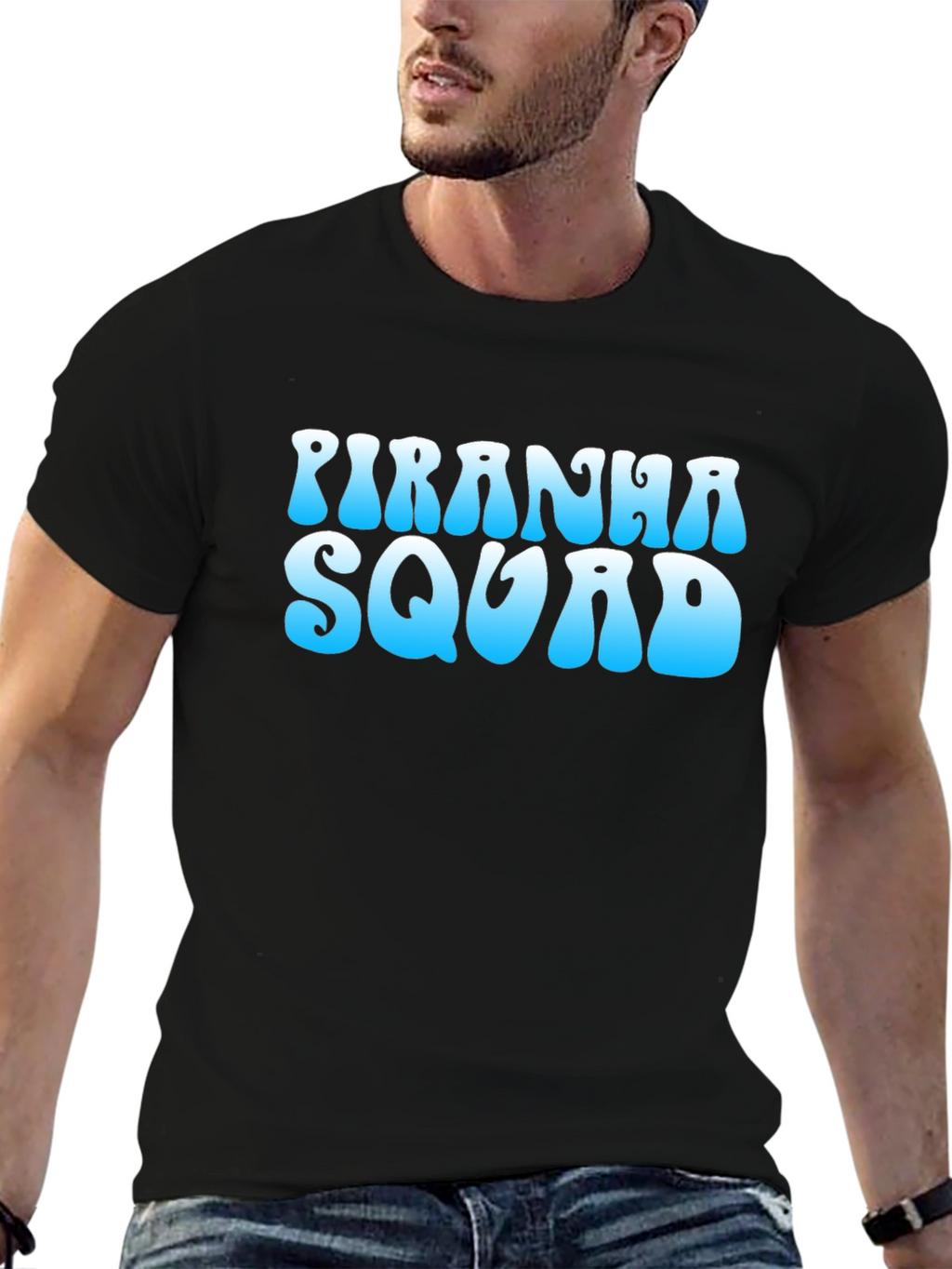 Piranha Squad Graphic Tee - Cool Blue Design