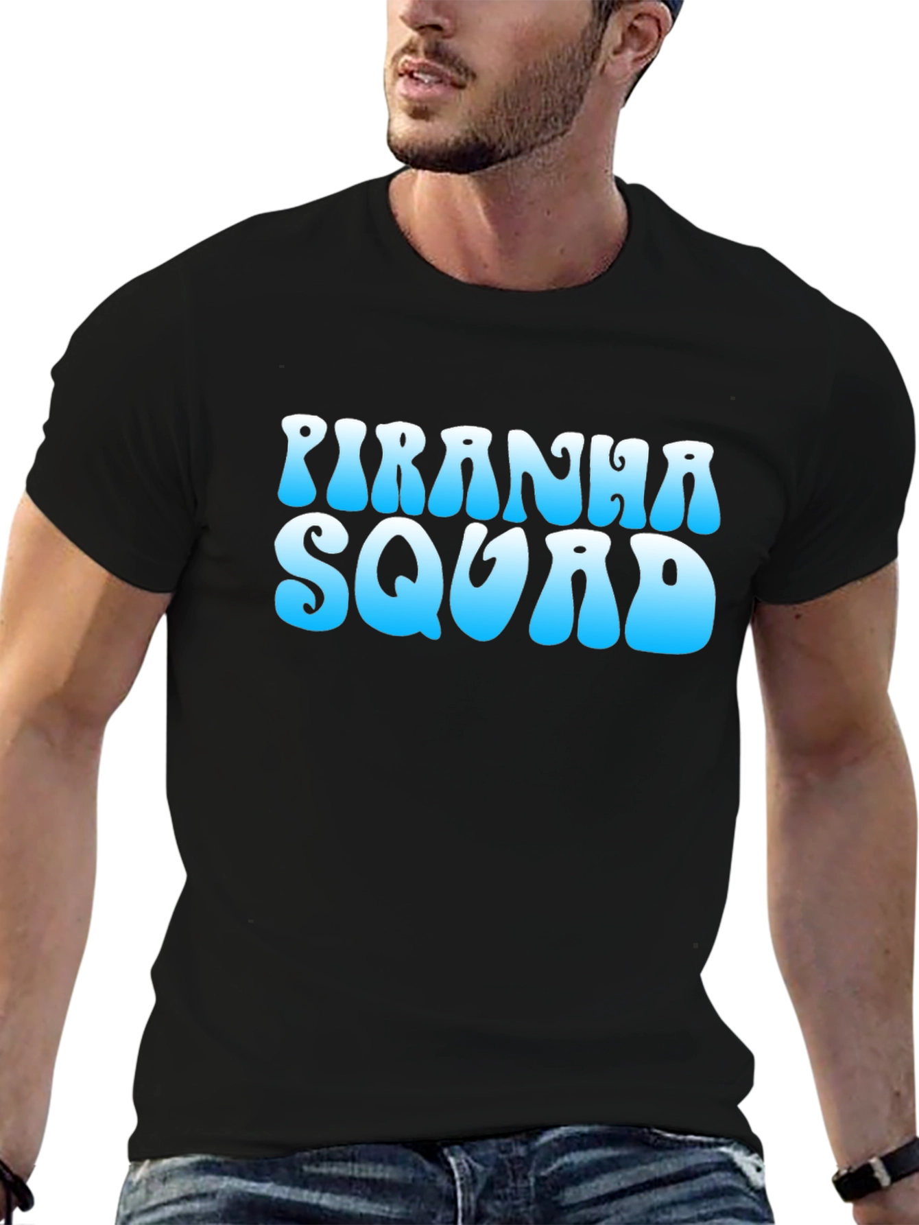 Piranha Squad Graphic Tee - Cool Blue Design