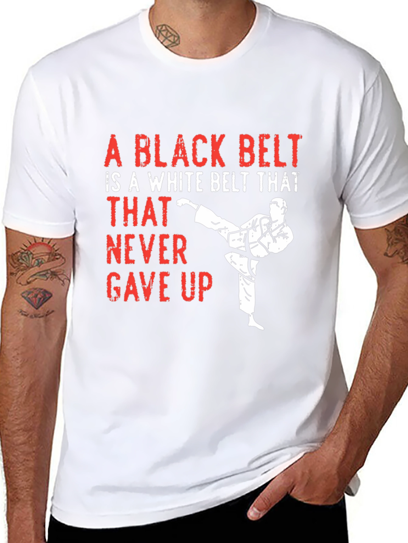 Black Belt Never Gave Up T-Shirt - Martial Arts Tee