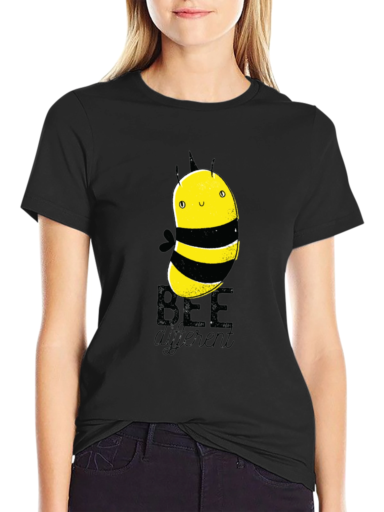 Bee Different Graphic Tee - Black Cotton T-Shirt