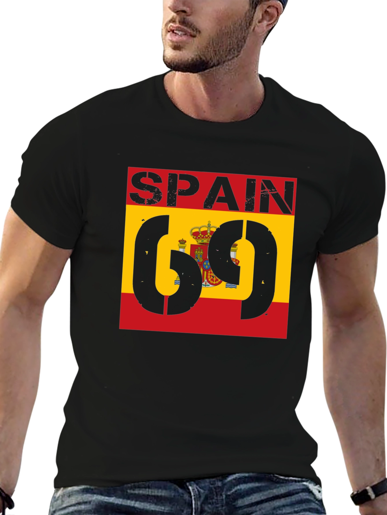 Spain Flag 69 T-Shirt - Black