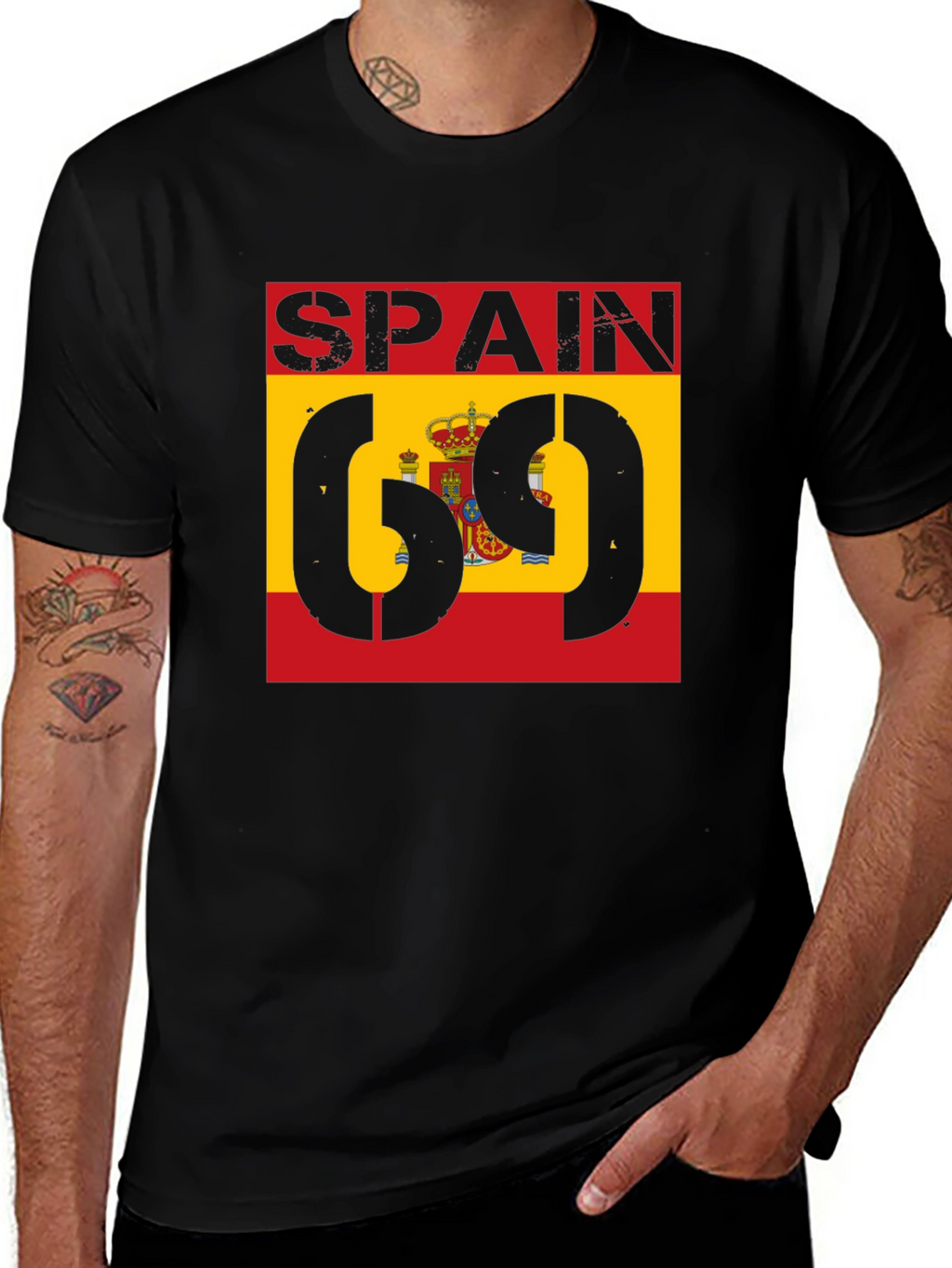 Spain Flag 69 T-Shirt - Black