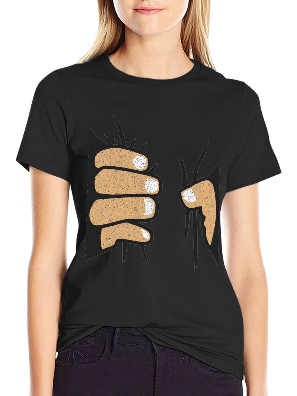 Funny Fist Bump Graphic Tee - Black Cotton T-Shirt