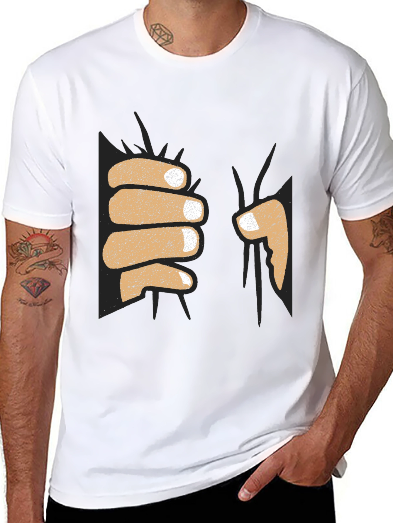 Funny Fist Bump Graphic Tee - Black Cotton T-Shirt
