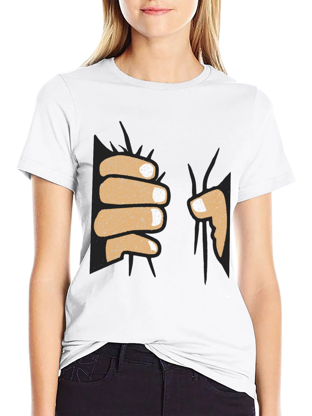 Funny Fist Bump Graphic Tee - Black Cotton T-Shirt