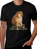 Cheems Tamil Text Black T-Shirt