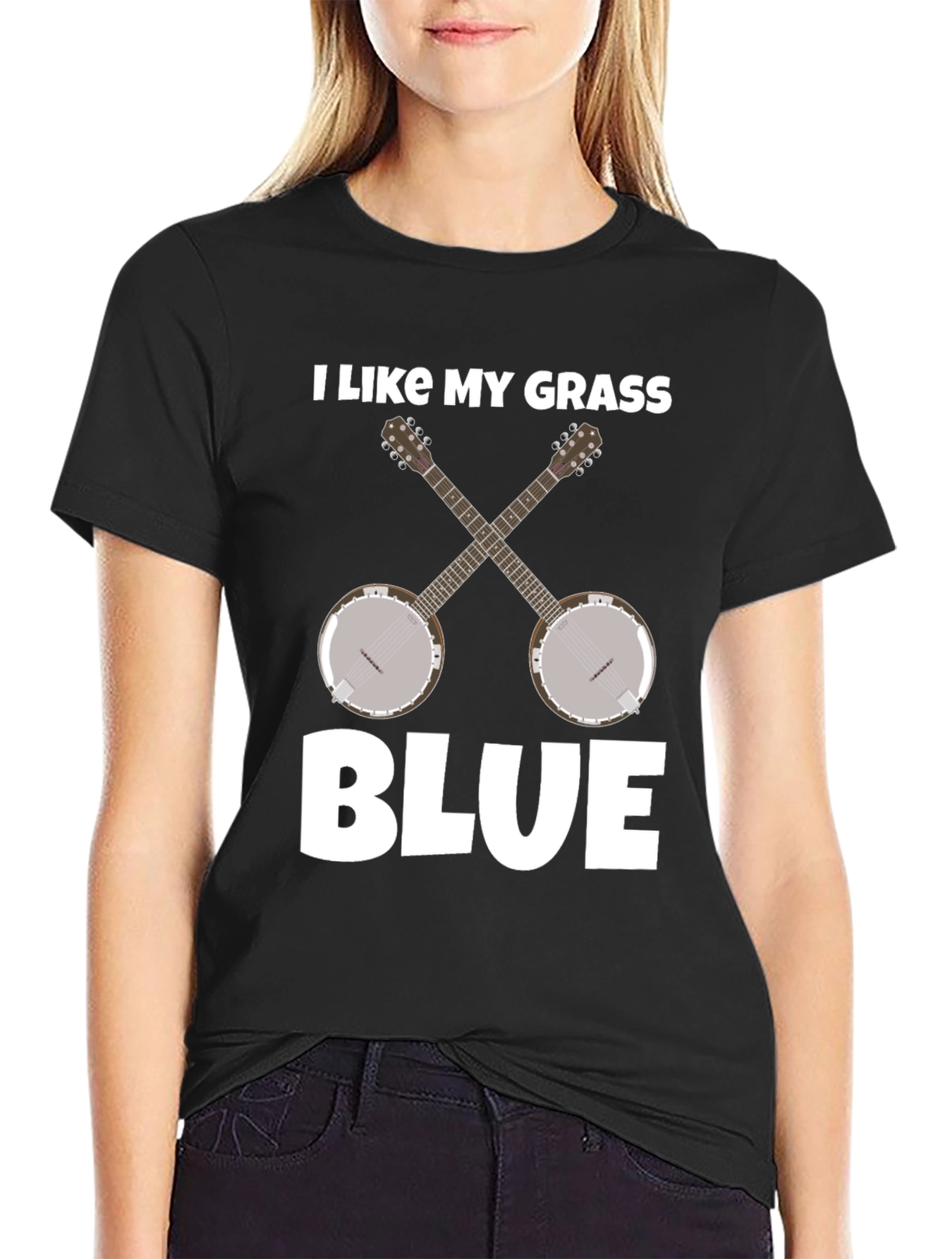 I Like My Grass Blue Banjo Music T-Shirt