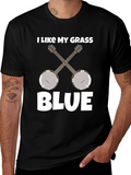 I Like My Grass Blue Banjo Music T-Shirt