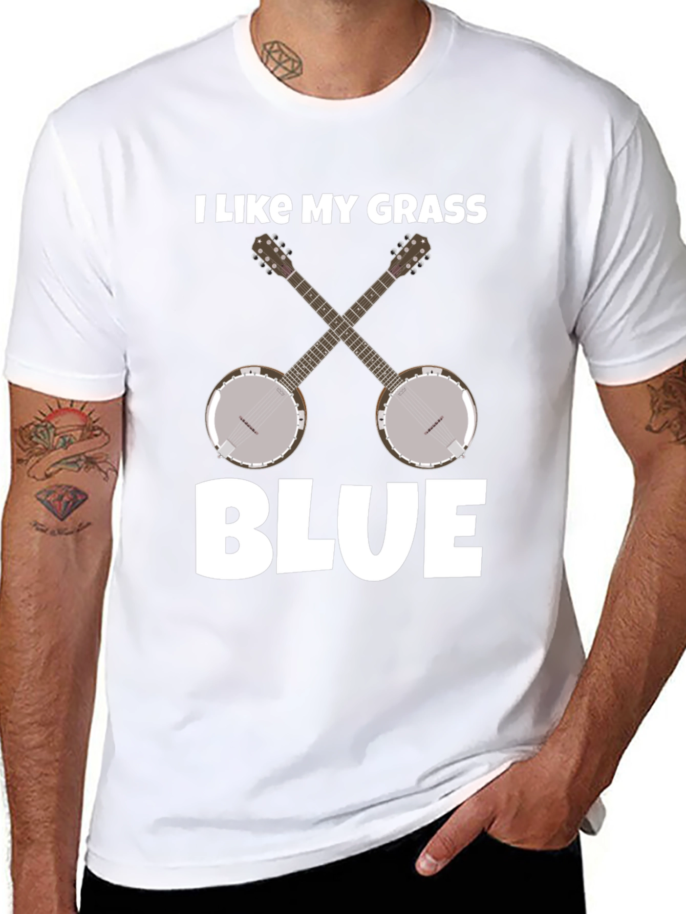 I Like My Grass Blue Banjo Music T-Shirt